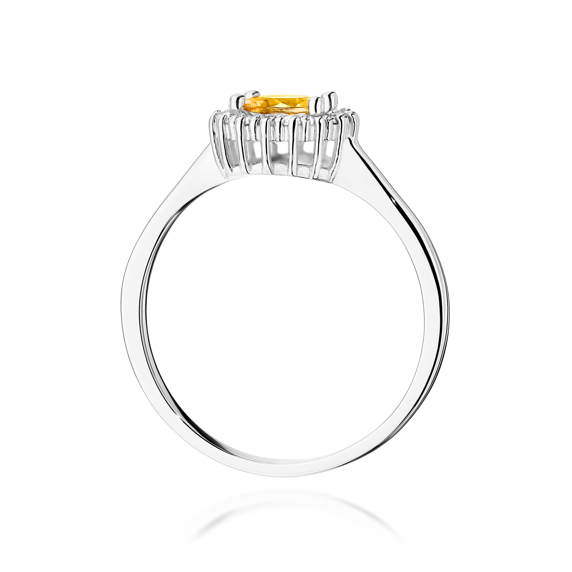 Inel Aur 14K cu Citrin 0.50 ct si Diamante Naturale 0.14 ct