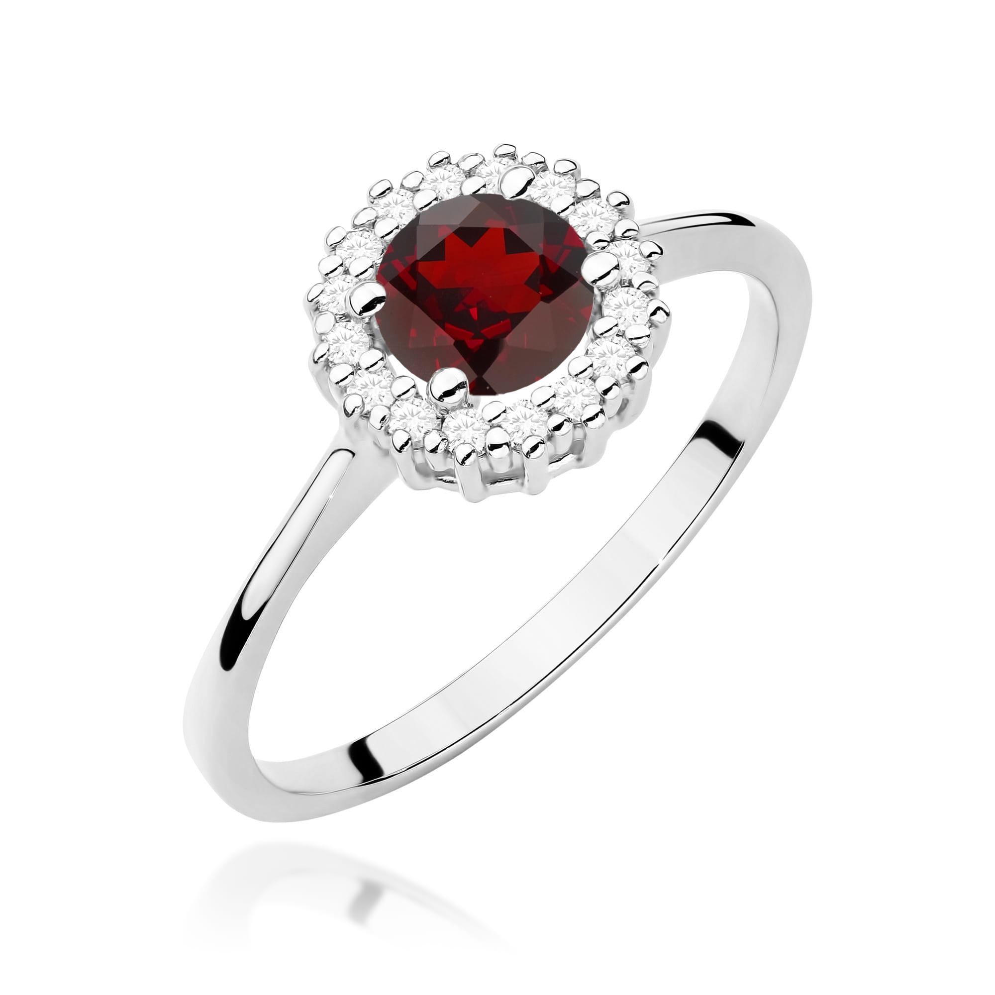 Inel Aur 14K cu Garnet 0.60 ct si Diamante Naturale 0.14 ct
