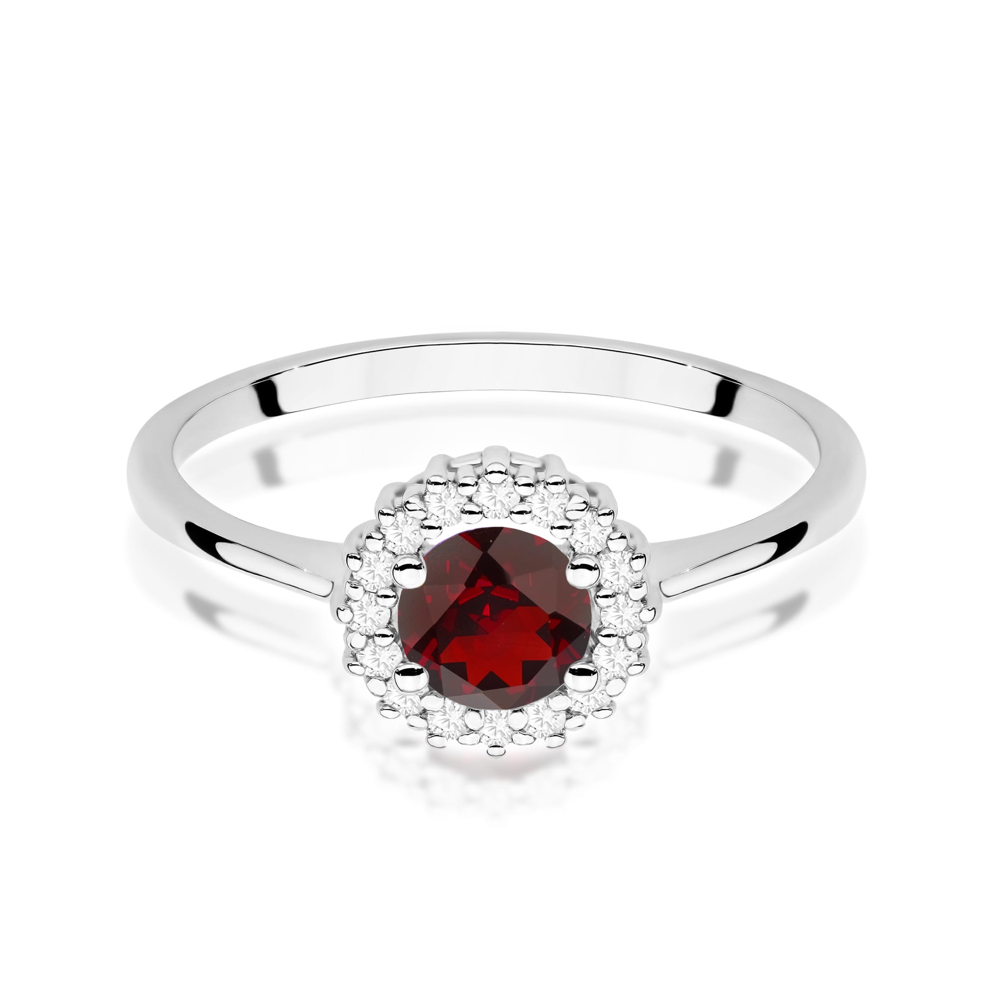 Inel Aur 14K cu Garnet 0.60 ct si Diamante Naturale 0.14 ct