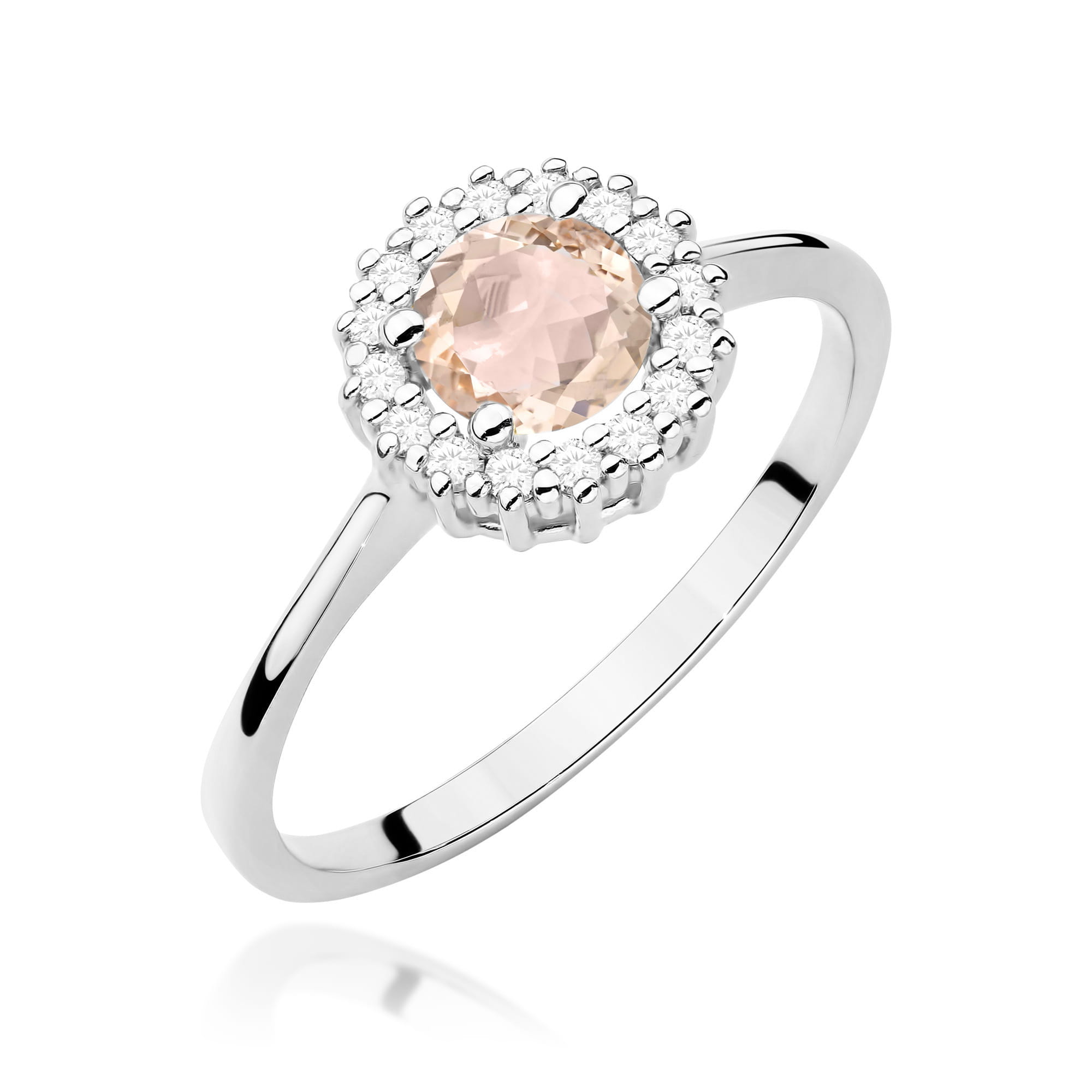 Inel Aur 14K cu Morganit 0.40 ct si Diamante Naturale 0.14 ct
