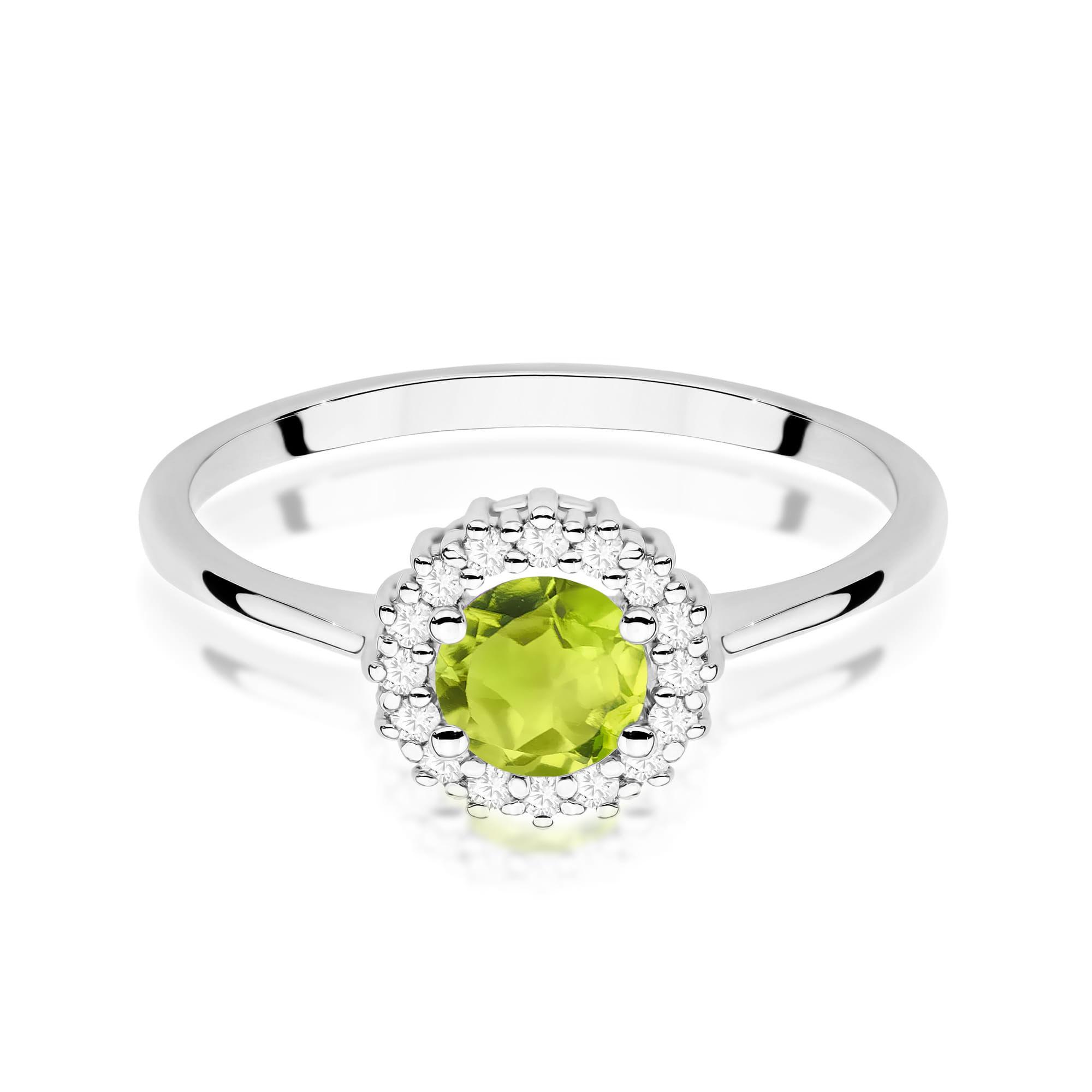 Inel Aur 14K cu Peridot 0.60 ct si Diamante Naturale 0.14 ct