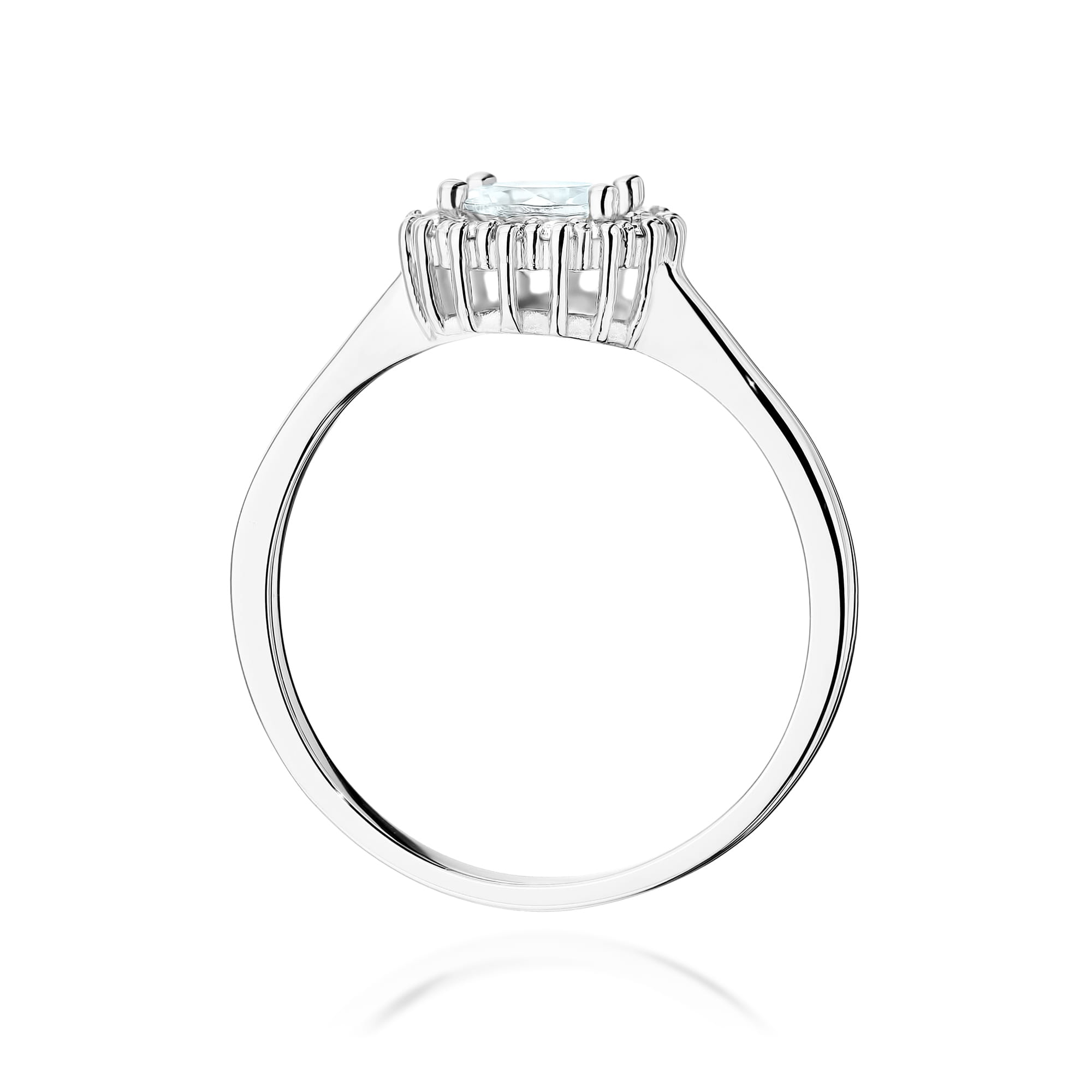 Inel Aur 14K cu Safir Alb 0.60 ct si Diamante Naturale 0.14 ct