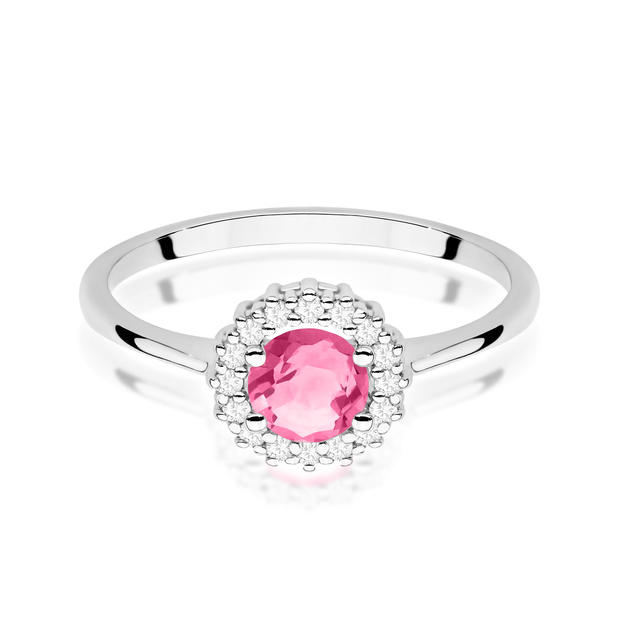 Inel Aur 14K cu Topaz Roz 0.60 ct si Diamante Naturale 0.14 ct