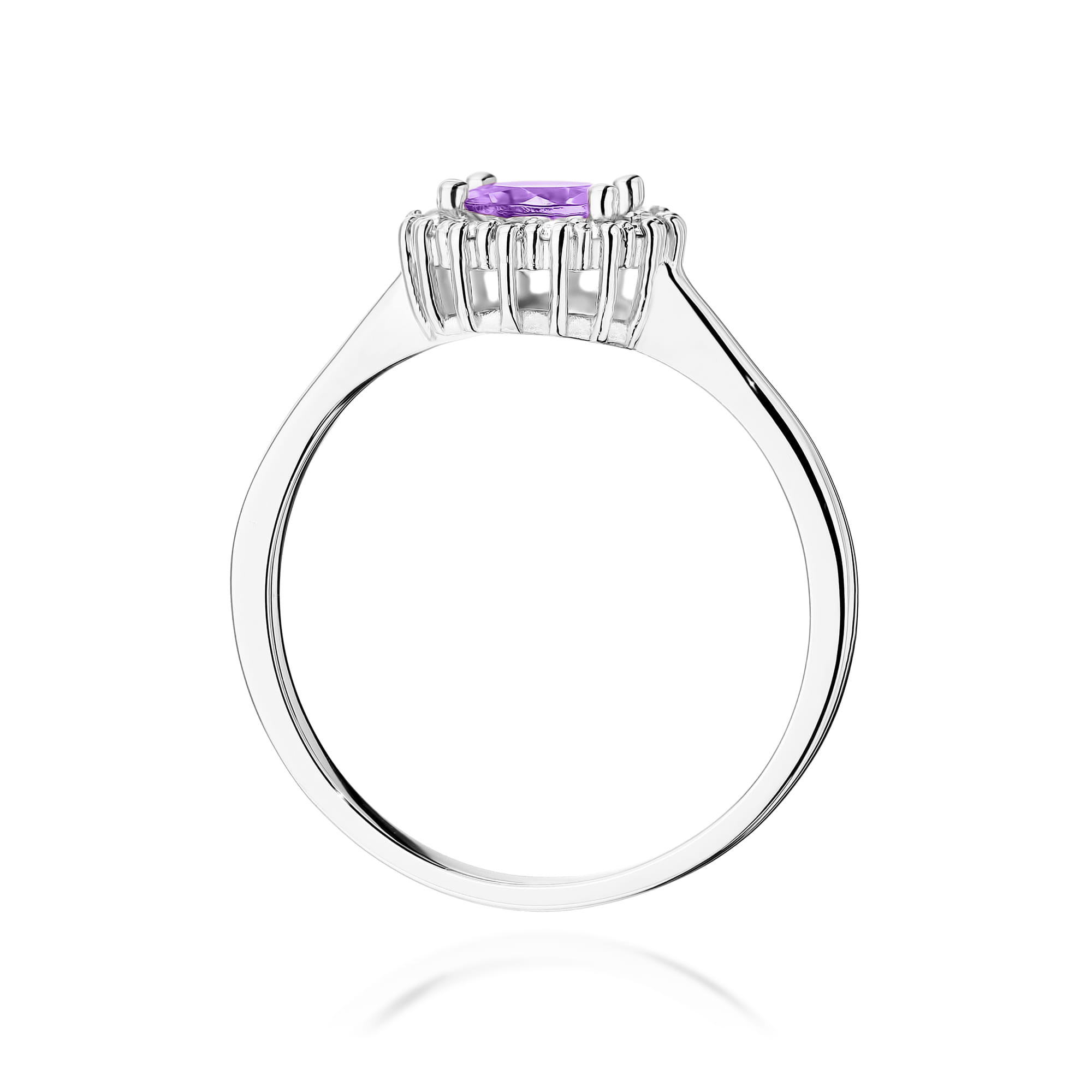 Inel Aur 9K cu Ametist 0.50 ct si Diamante Naturale 0.14 ct