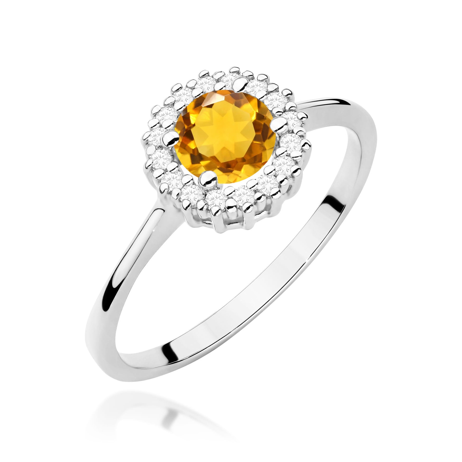 Inel Aur 9K cu Citrin 0.50 ct si Diamante Naturale 0.14 ct