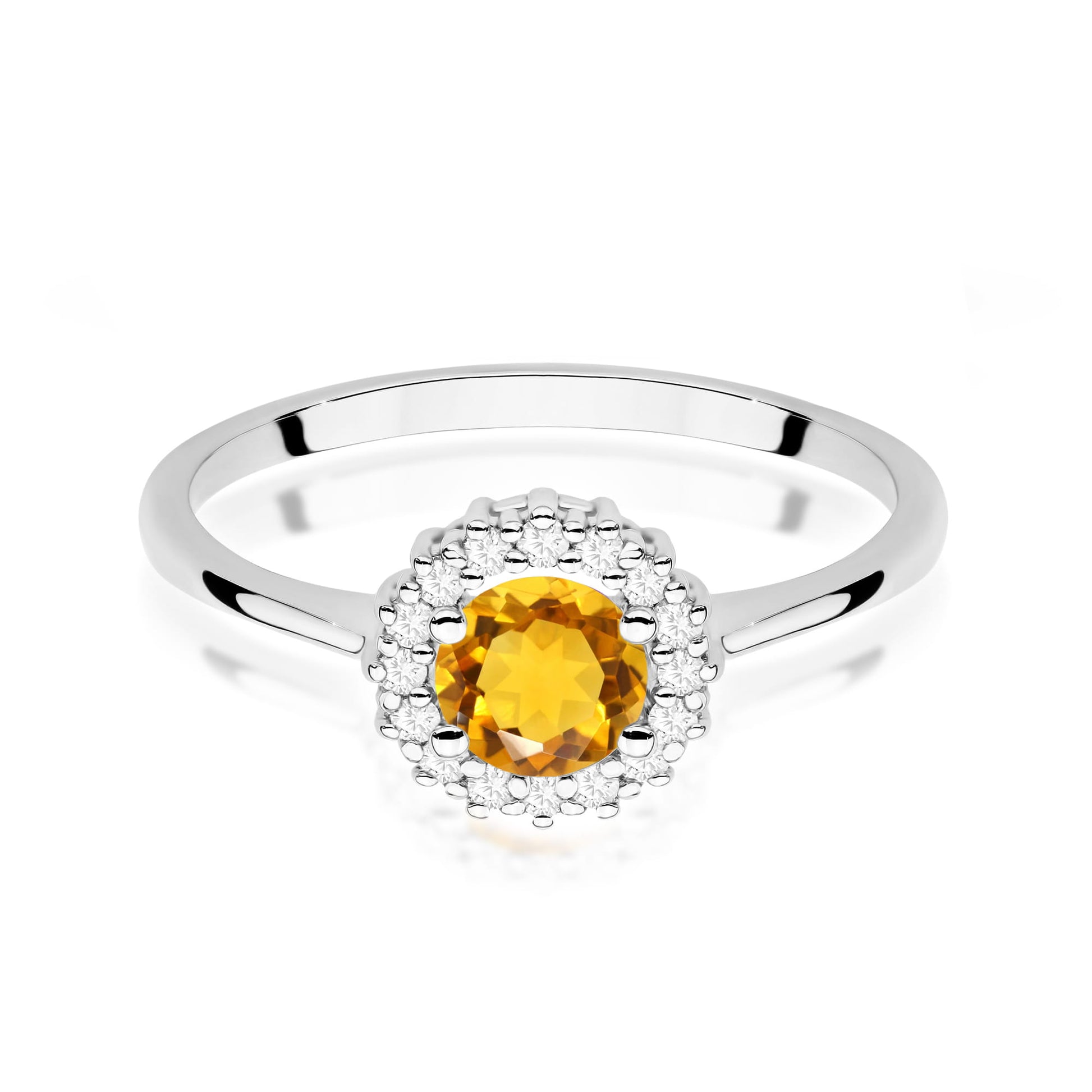 Inel Aur 9K cu Citrin 0.50 ct si Diamante Naturale 0.14 ct