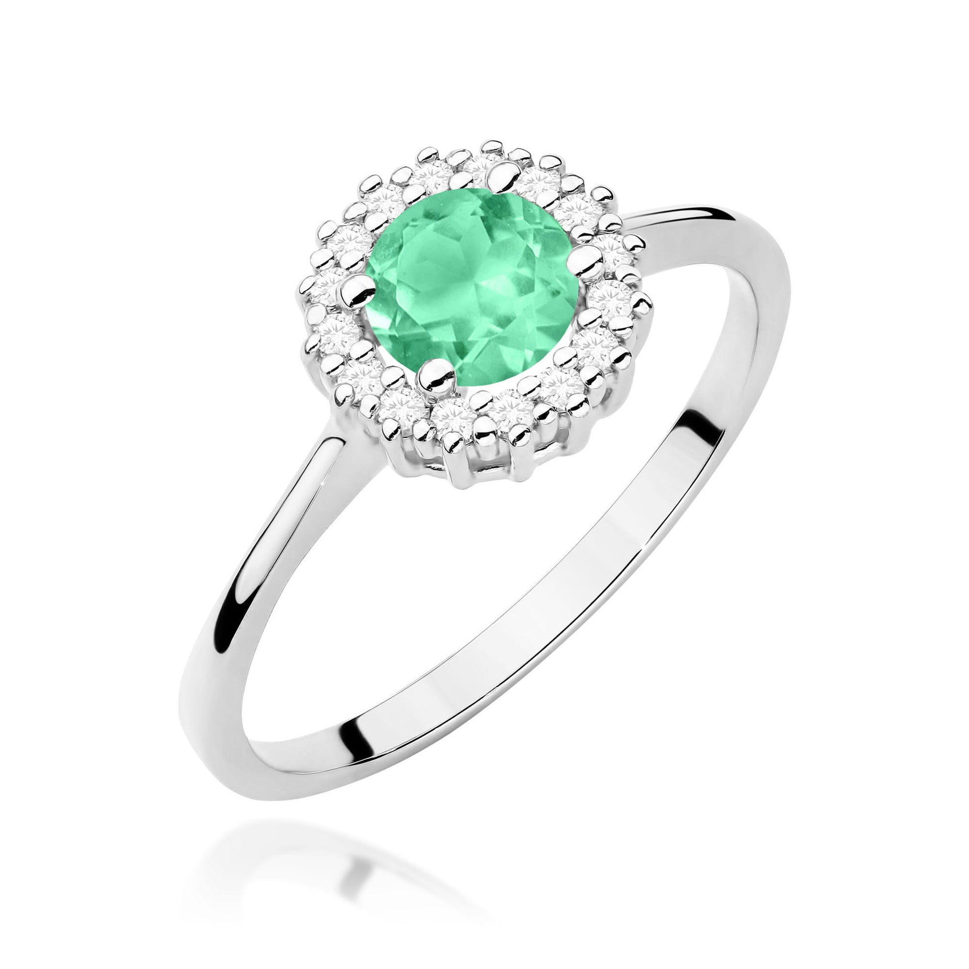 Inel Aur 9K cu Smarald 0.50 ct si Diamante Naturale 0.14 ct