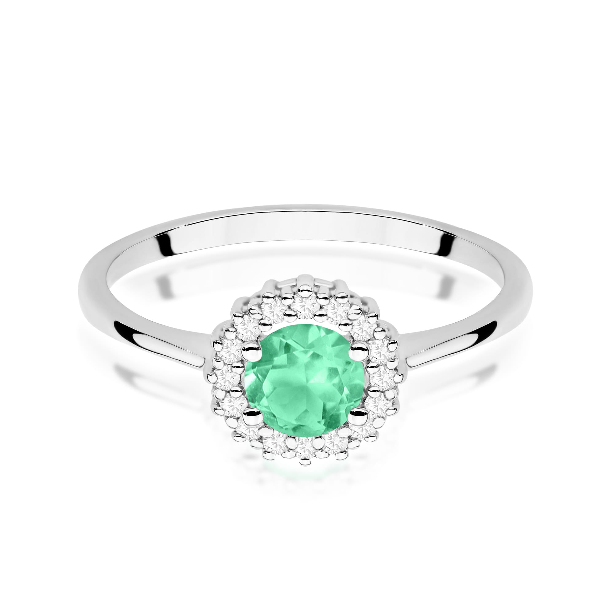 Inel Aur 9K cu Smarald 0.50 ct si Diamante Naturale 0.14 ct
