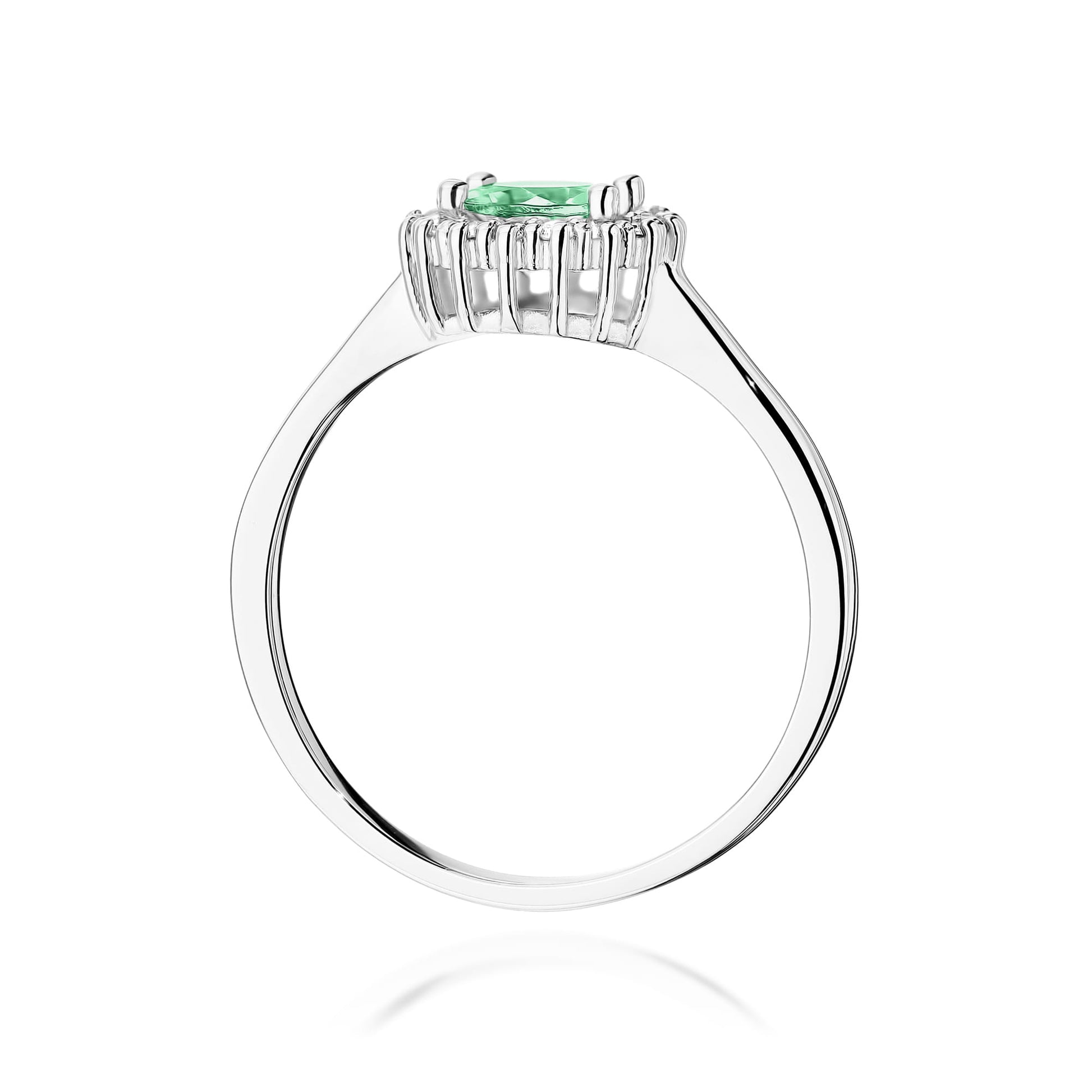 Inel Aur 9K cu Smarald 0.50 ct si Diamante Naturale 0.14 ct