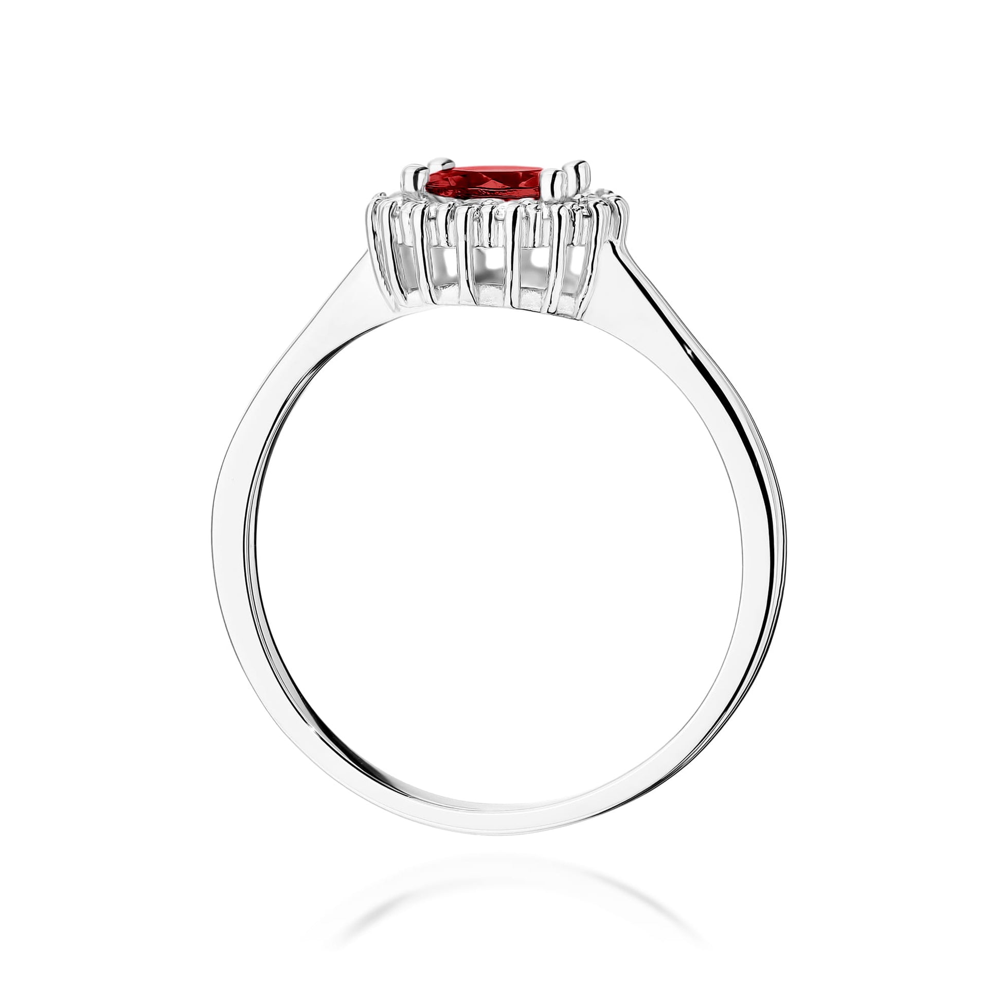 Inel Aur 9K cu Granat 0.60 ct si Diamante Naturale 0.14 ct
