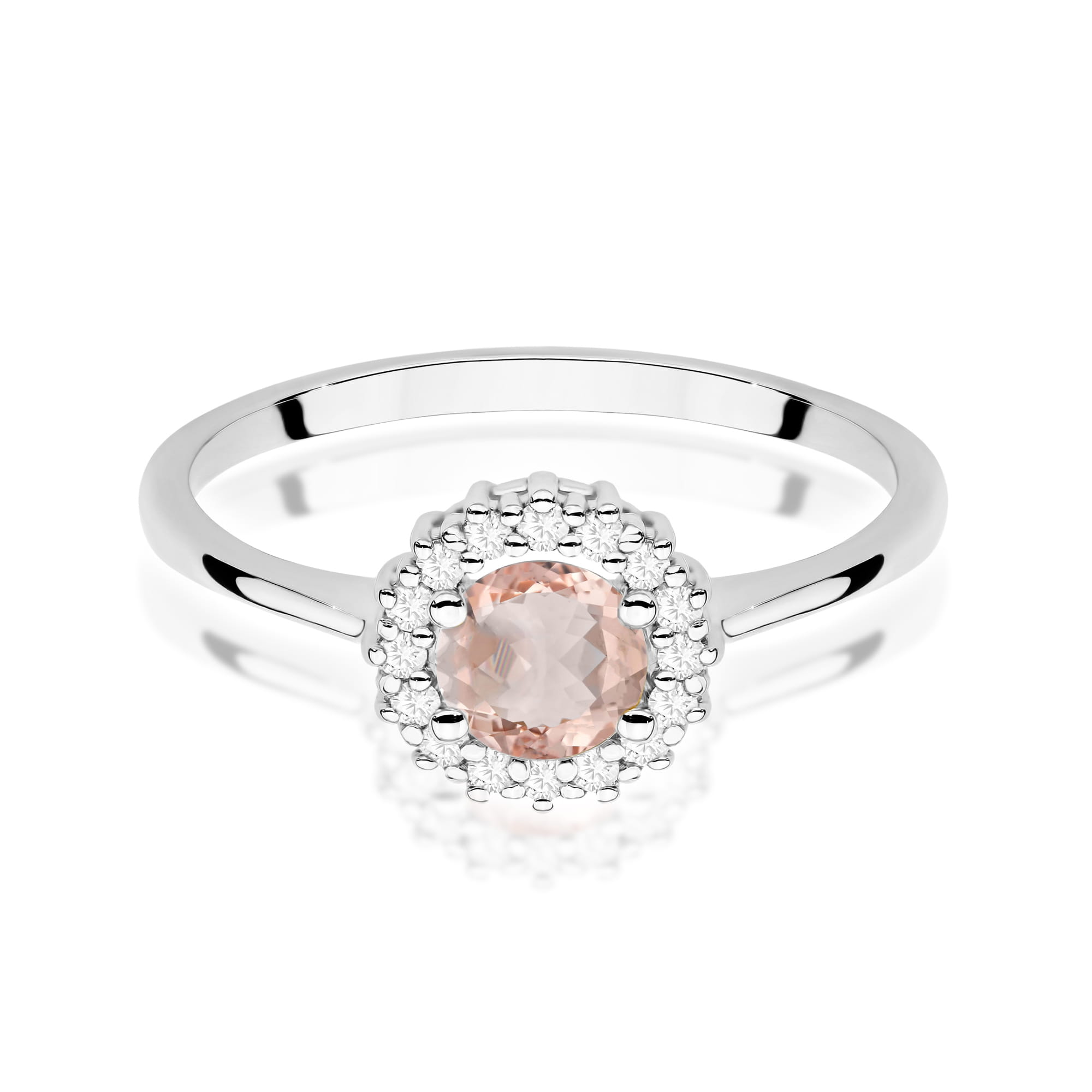 Inel Aur 9K cu Morganit 0.40 ct si Diamante Naturale 0.14 ct