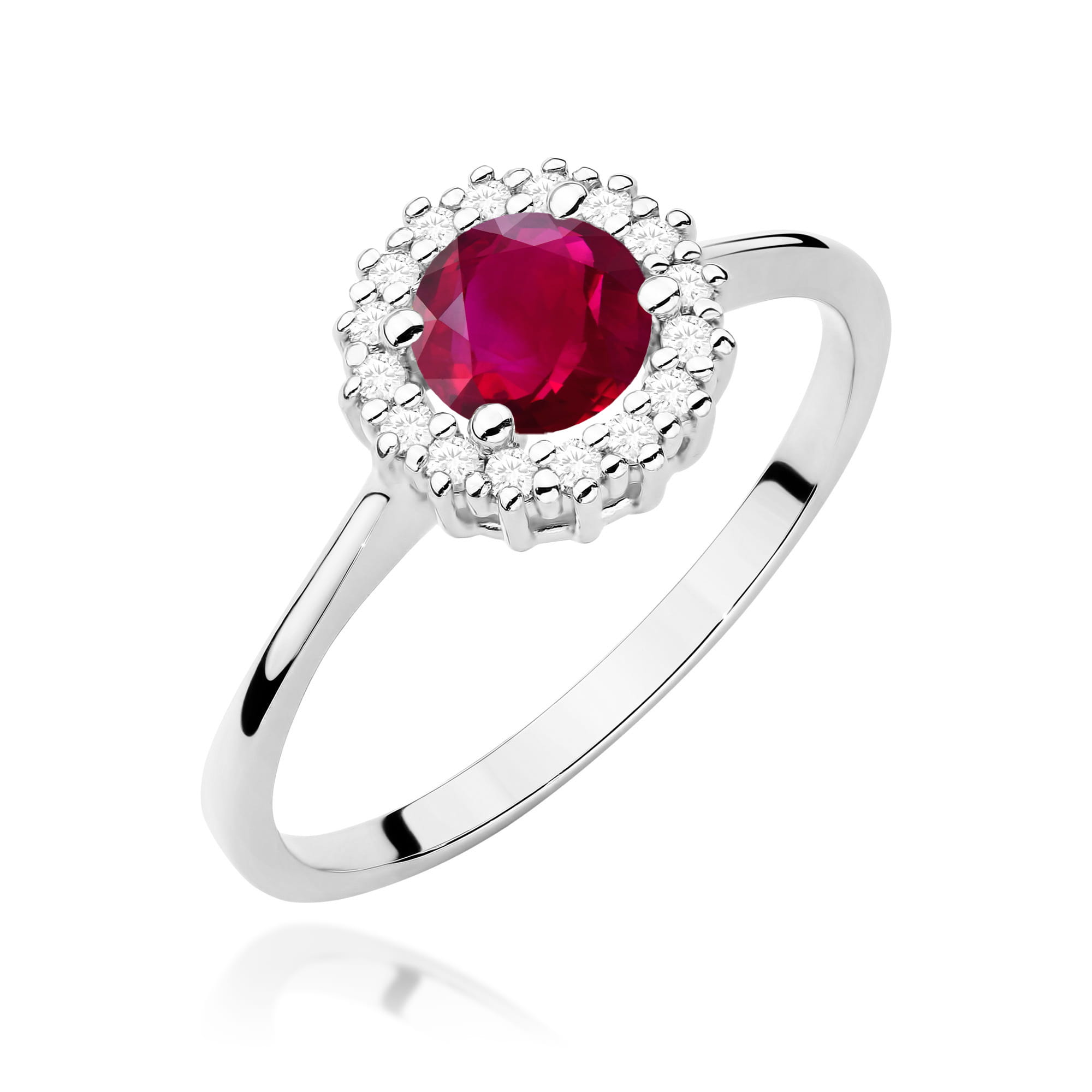 Inel Aur 9K cu Rubin 0.60 ct si Diamante Naturale 0.14 ct