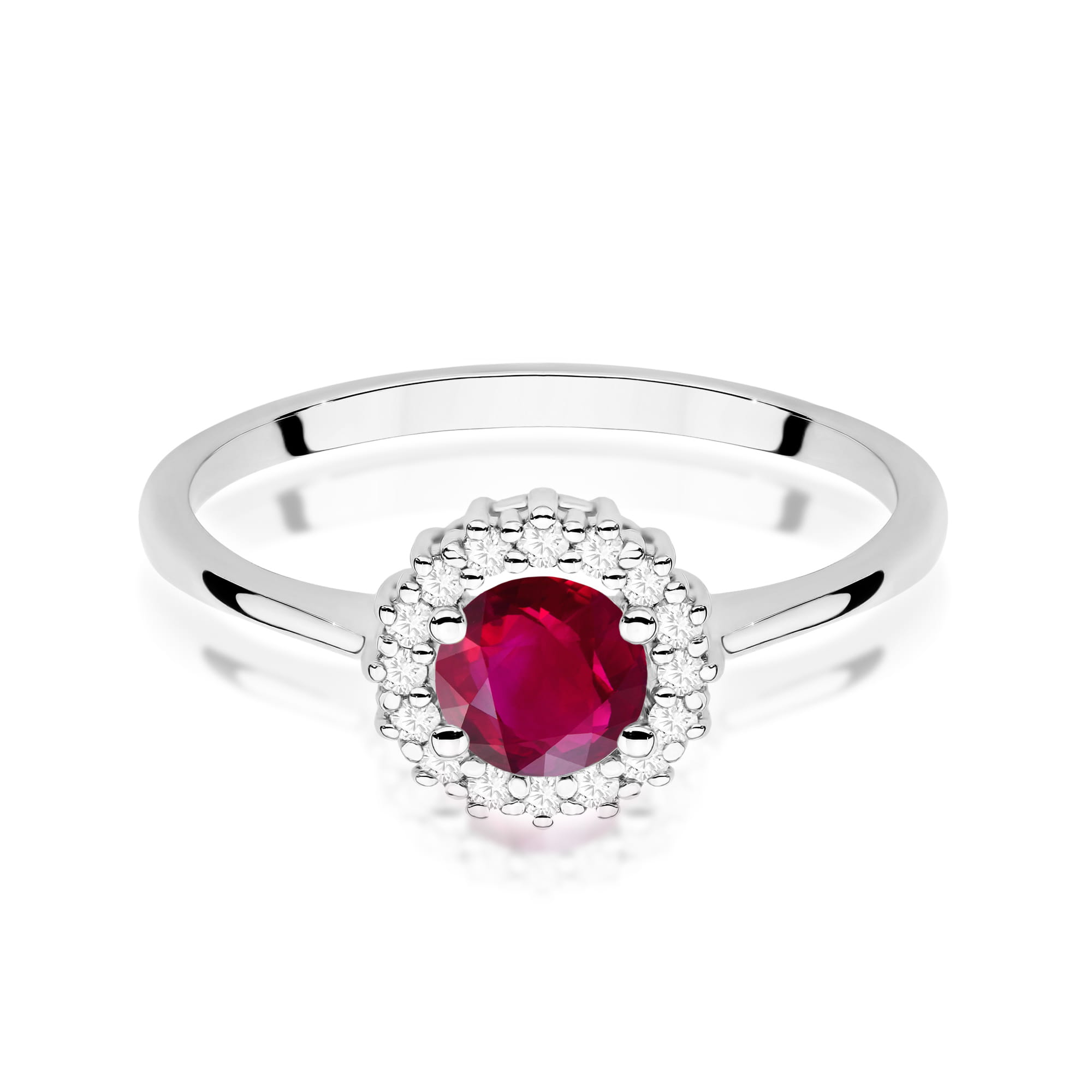 Inel Aur 9K cu Rubin 0.60 ct si Diamante Naturale 0.14 ct