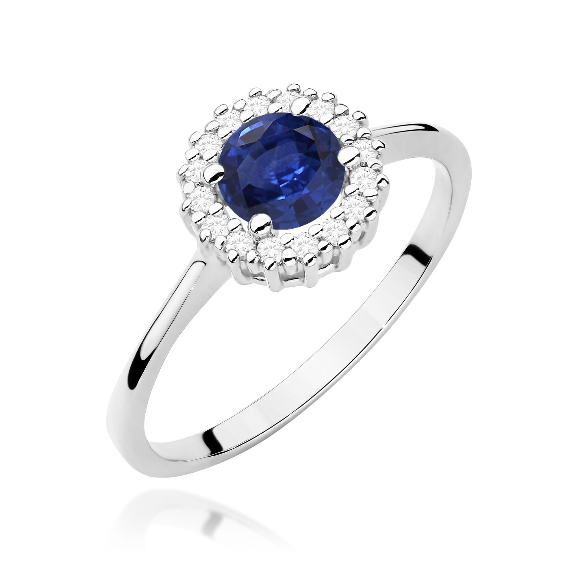 Inel Aur 9K cu Safir 0.50 ct si Diamante Naturale 0.14 ct