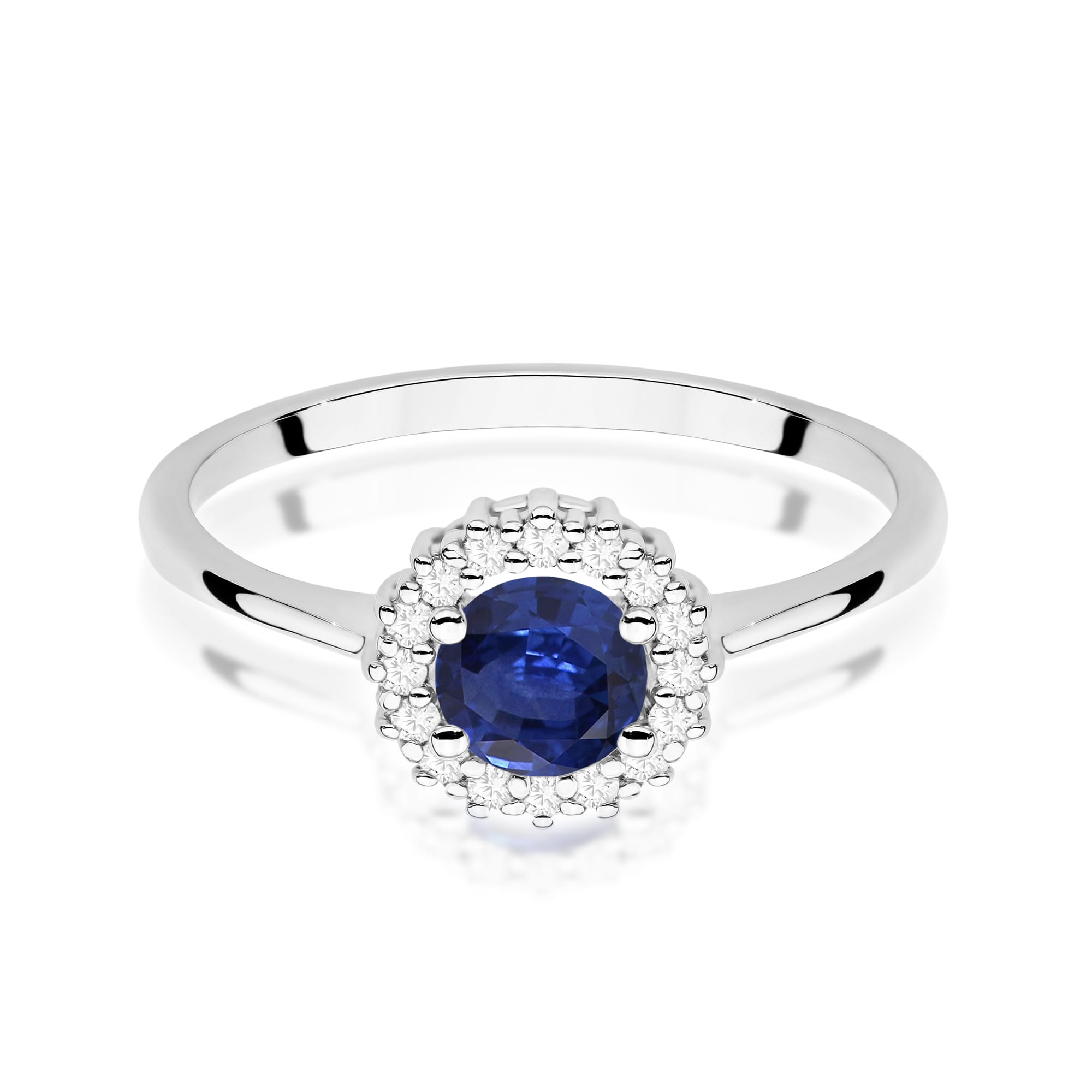 Inel Aur 9K cu Safir 0.50 ct si Diamante Naturale 0.14 ct