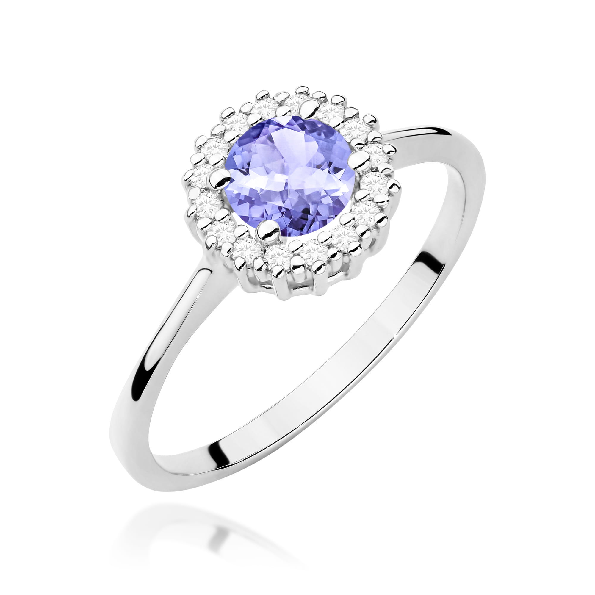 Inel Aur 9K cu Tanzanit 0.50 ct si Diamante Naturale 0.14 ct