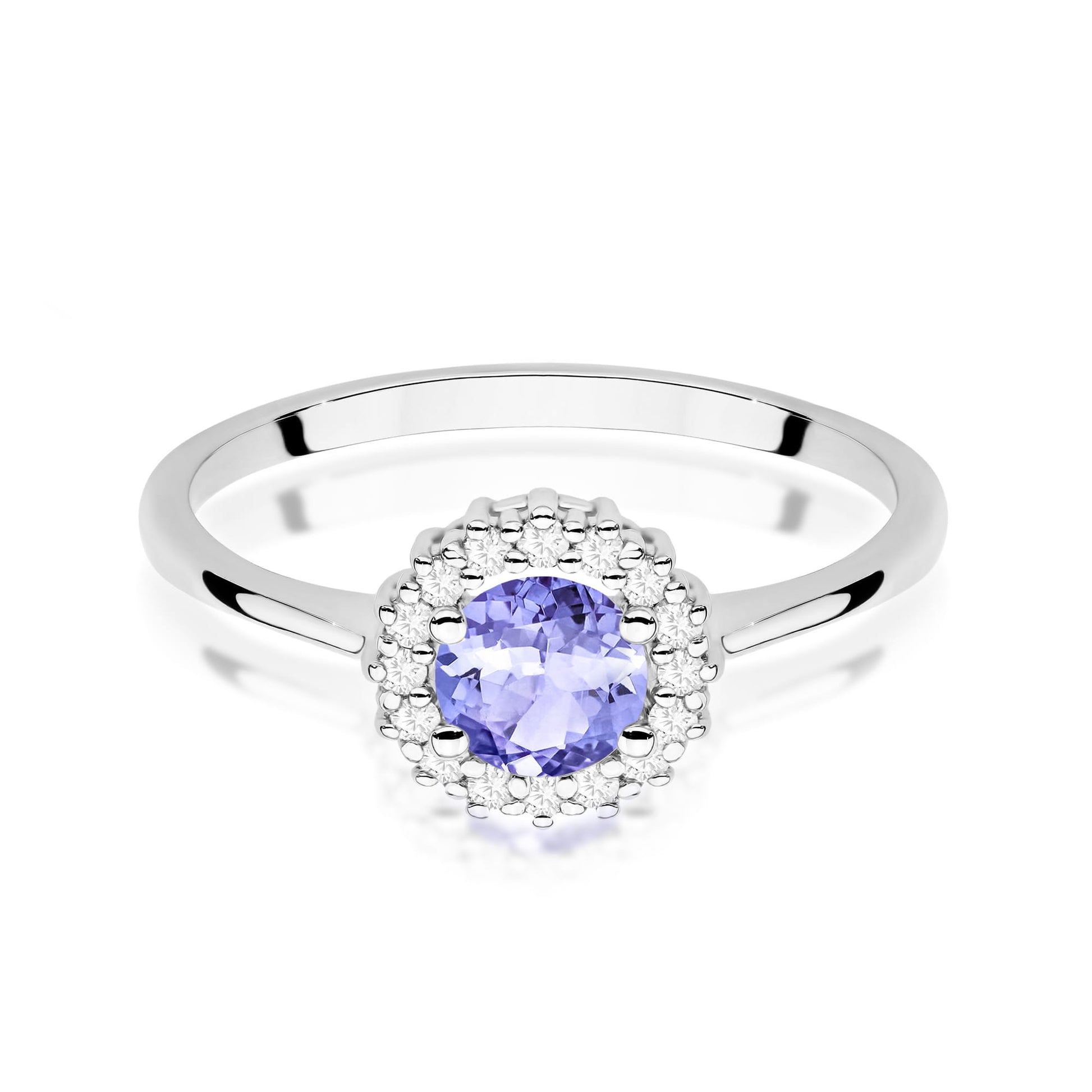 Inel Aur 9K cu Tanzanit 0.50 ct si Diamante Naturale 0.14 ct