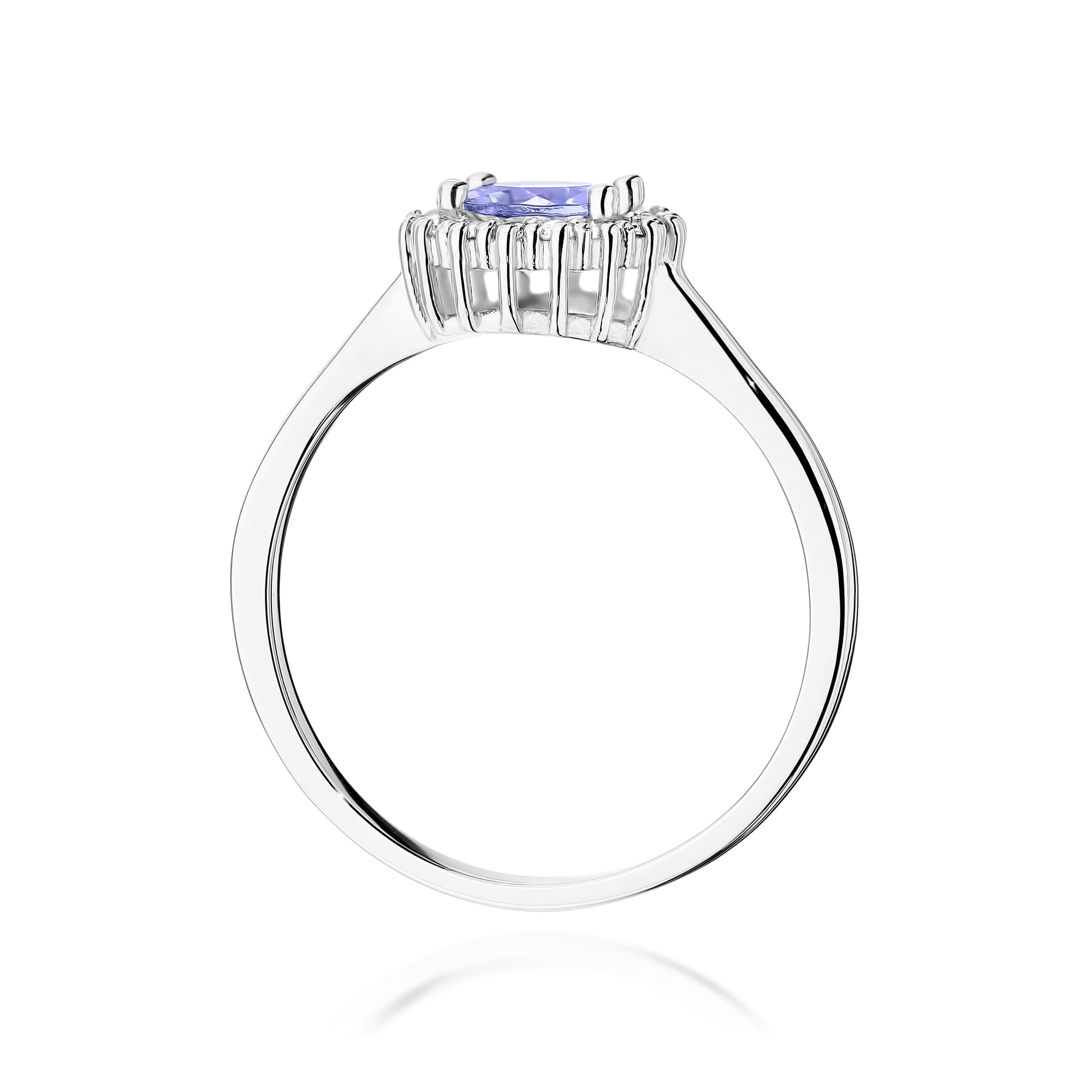 Inel Aur 9K cu Tanzanit 0.50 ct si Diamante Naturale 0.14 ct