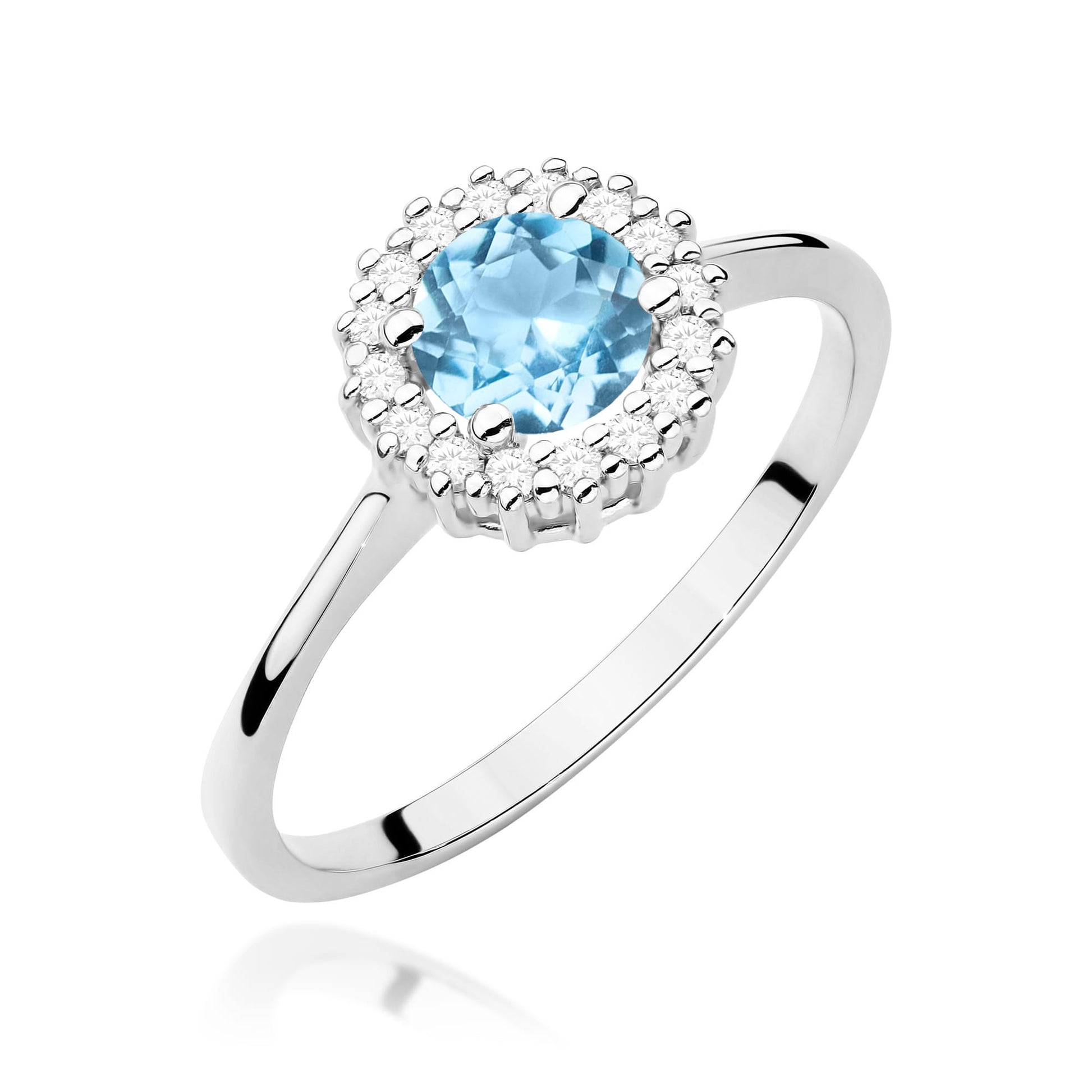 Inel Aur 9K cu Topaz Swiss 0.50 ct si Diamante Naturale 0.14 ct