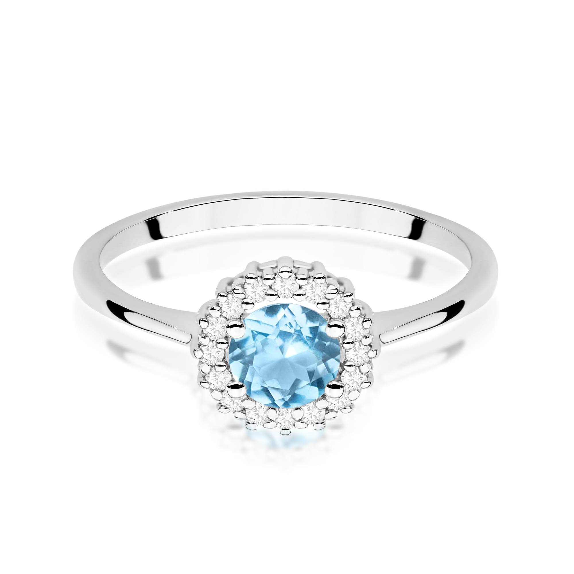 Inel Aur 9K cu Topaz Swiss 0.50 ct si Diamante Naturale 0.14 ct