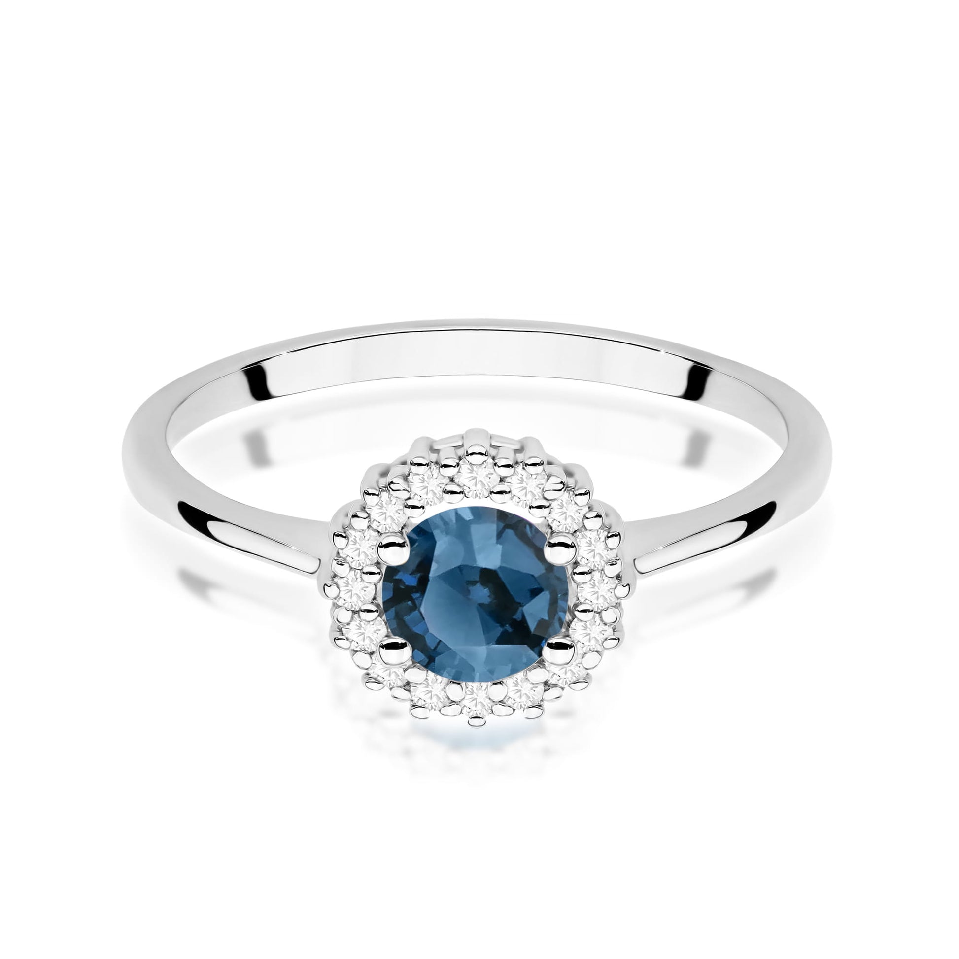 Inel Aur 9K cu Topaz London Blue 0.50 ct si Diamante Naturale 0.14 ct