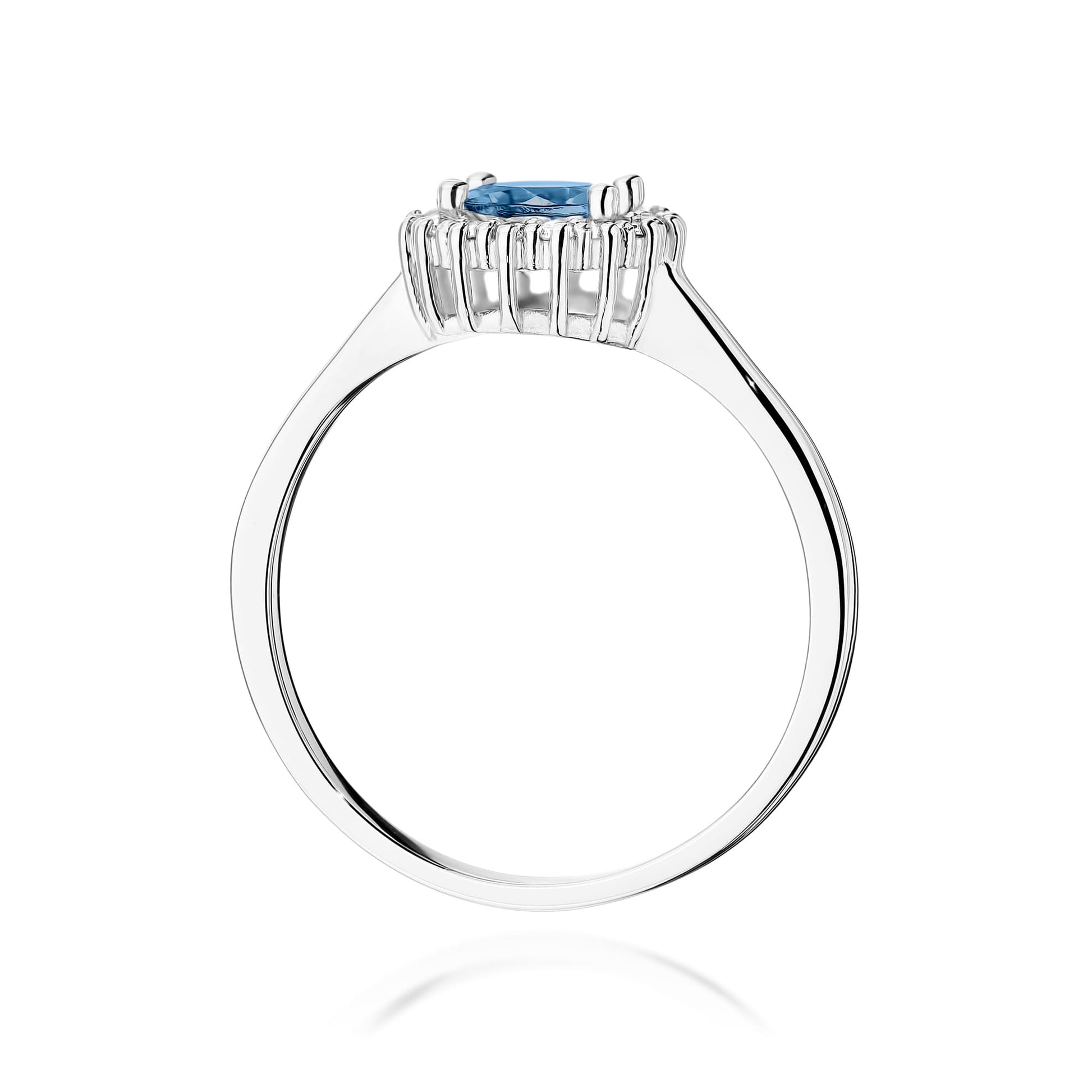 Inel Aur 9K cu Topaz London Blue 0.50 ct si Diamante Naturale 0.14 ct