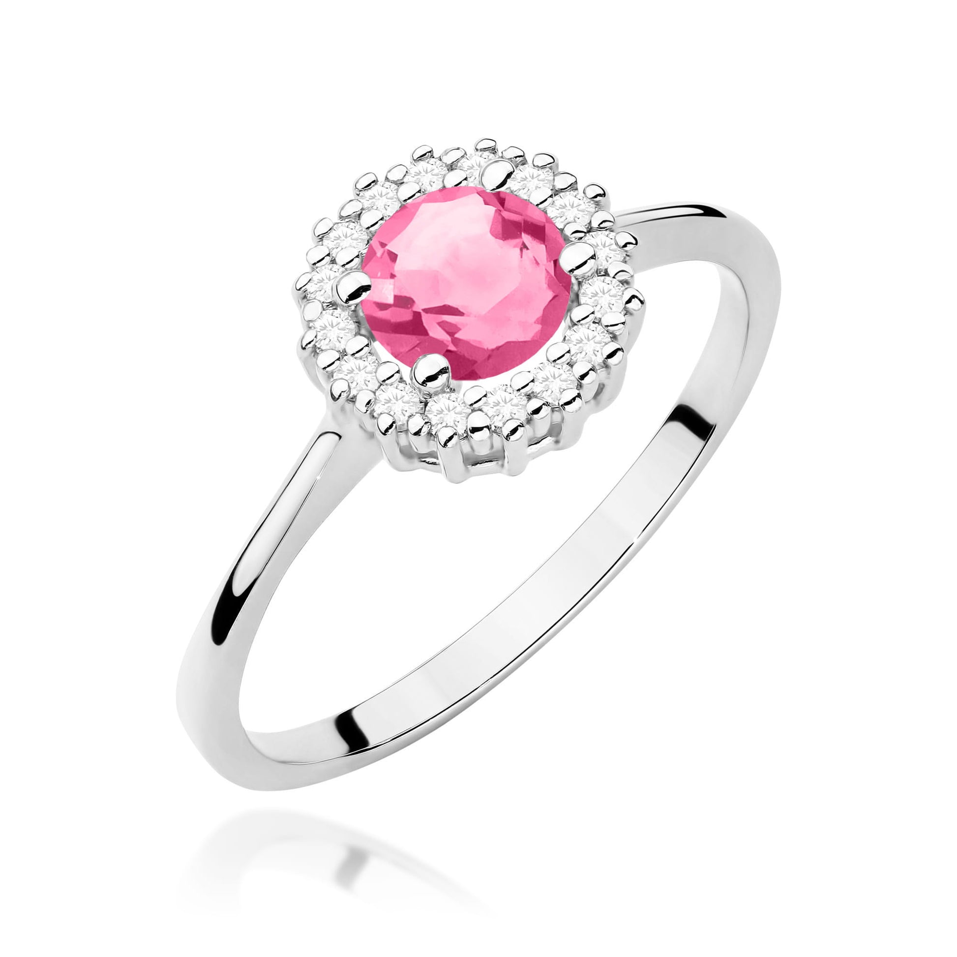 Inel Aur 9K cu Topaz Roz 0.60 ct si Diamante Naturale 0.14 ct
