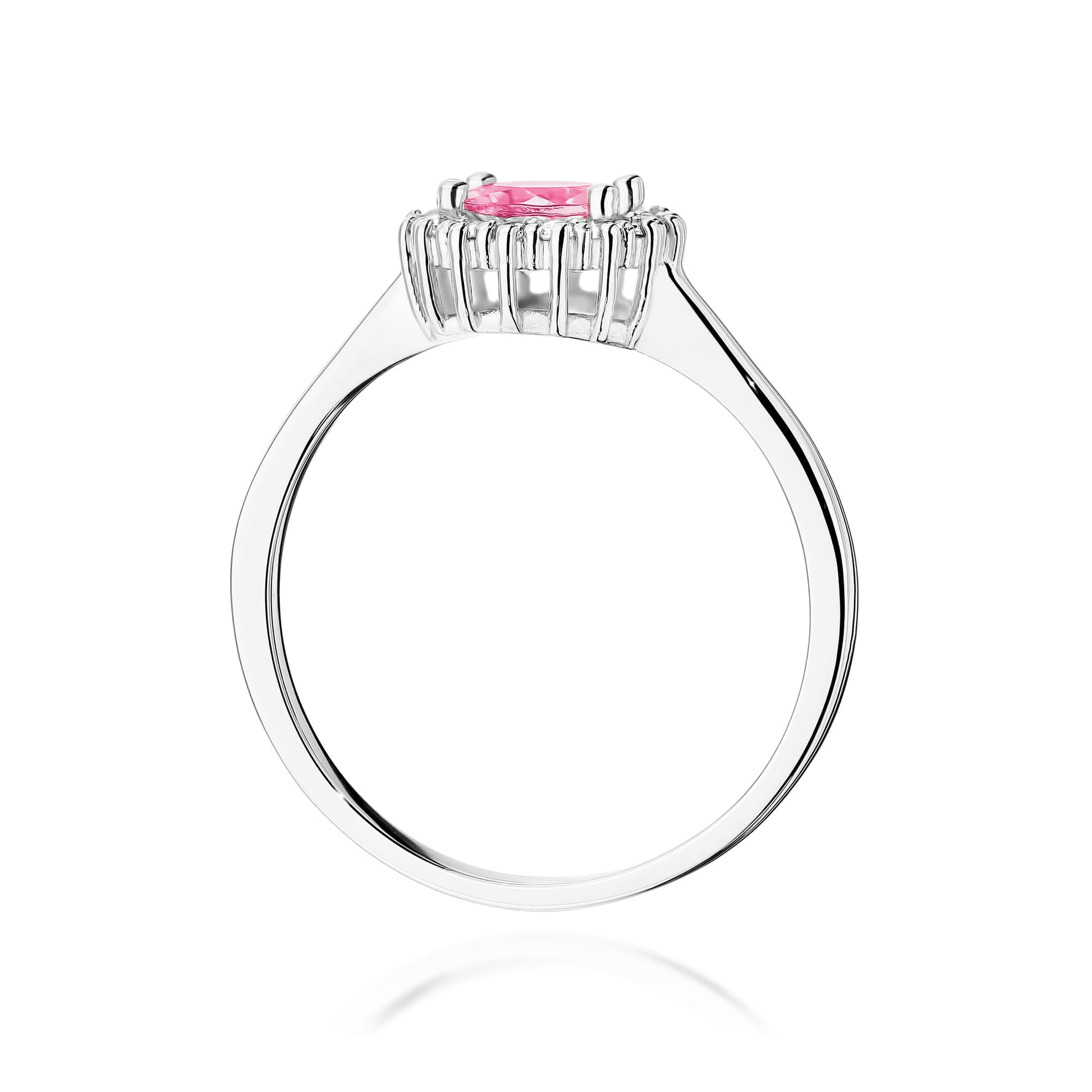 Inel Aur 9K cu Topaz Roz 0.60 ct si Diamante Naturale 0.14 ct