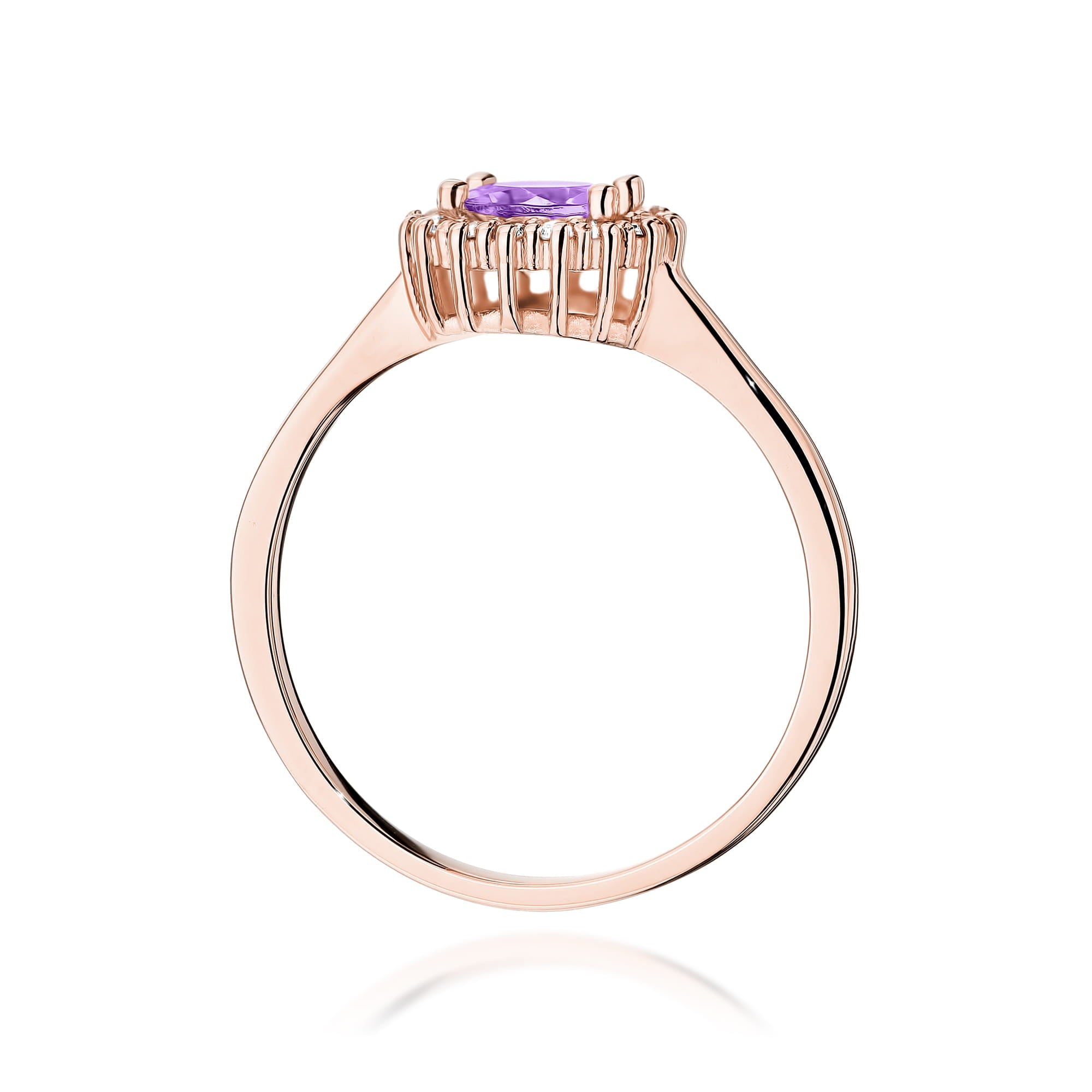 Inel Aur 14K cu Ametist 0.50 ct si Diamante Naturale 0.14 ct