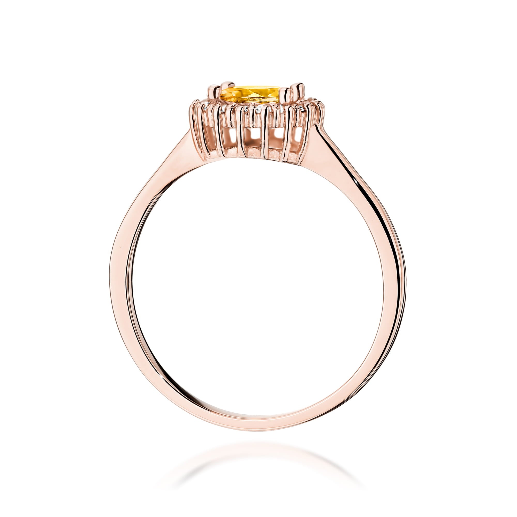 Inel Aur 14K cu Citrin 0.50 ct si Diamante Naturale 0.14 ct