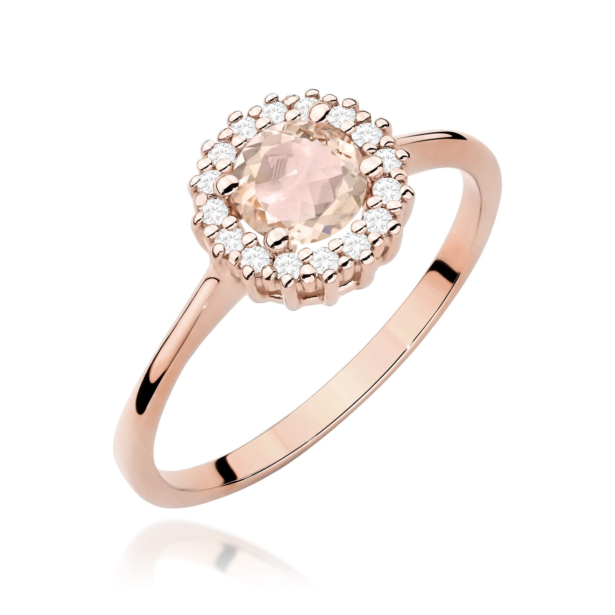 Inel Aur 14K cu Morganit 0.40 ct si Diamante Naturale 0.14 ct