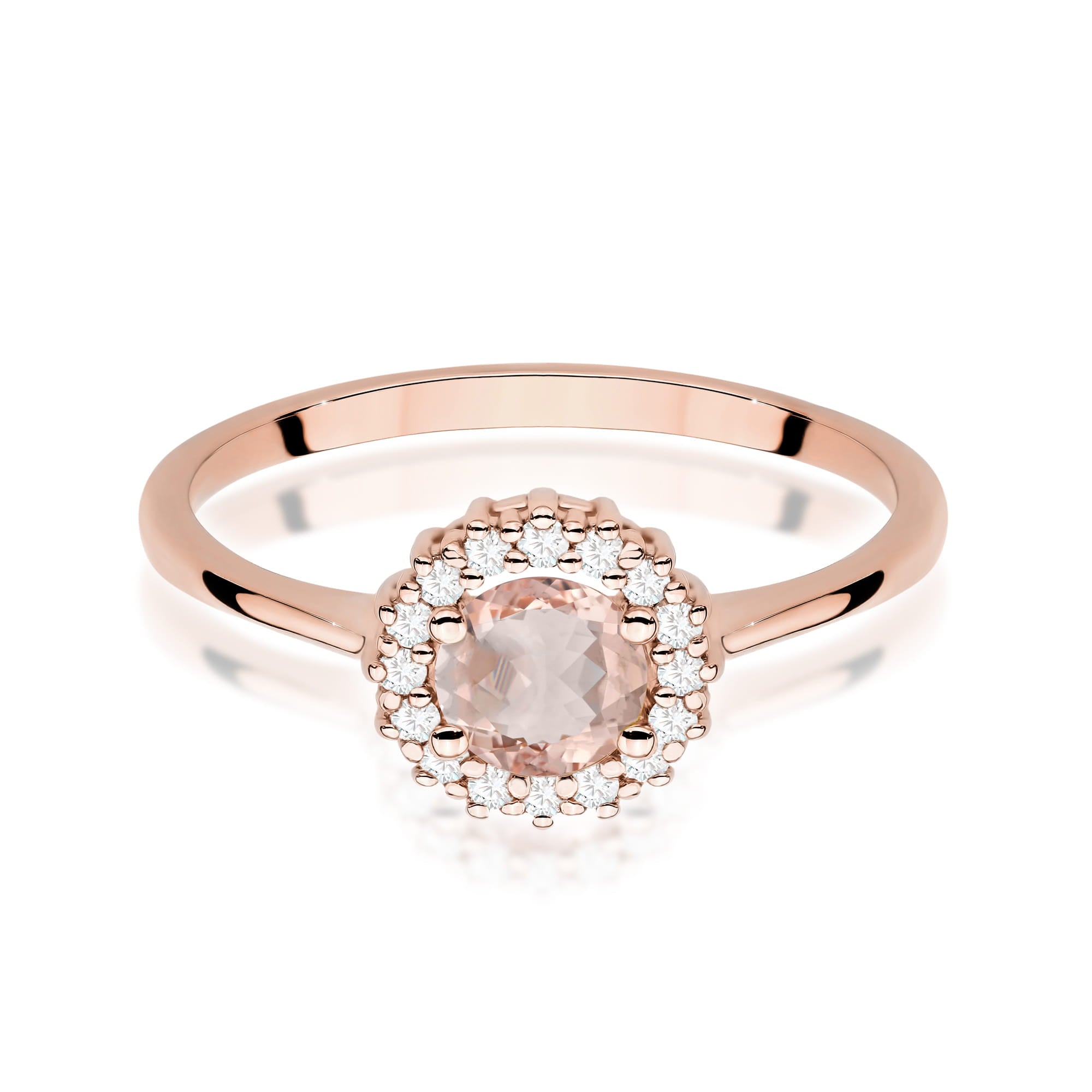 Inel Aur 14K cu Morganit 0.40 ct si Diamante Naturale 0.14 ct