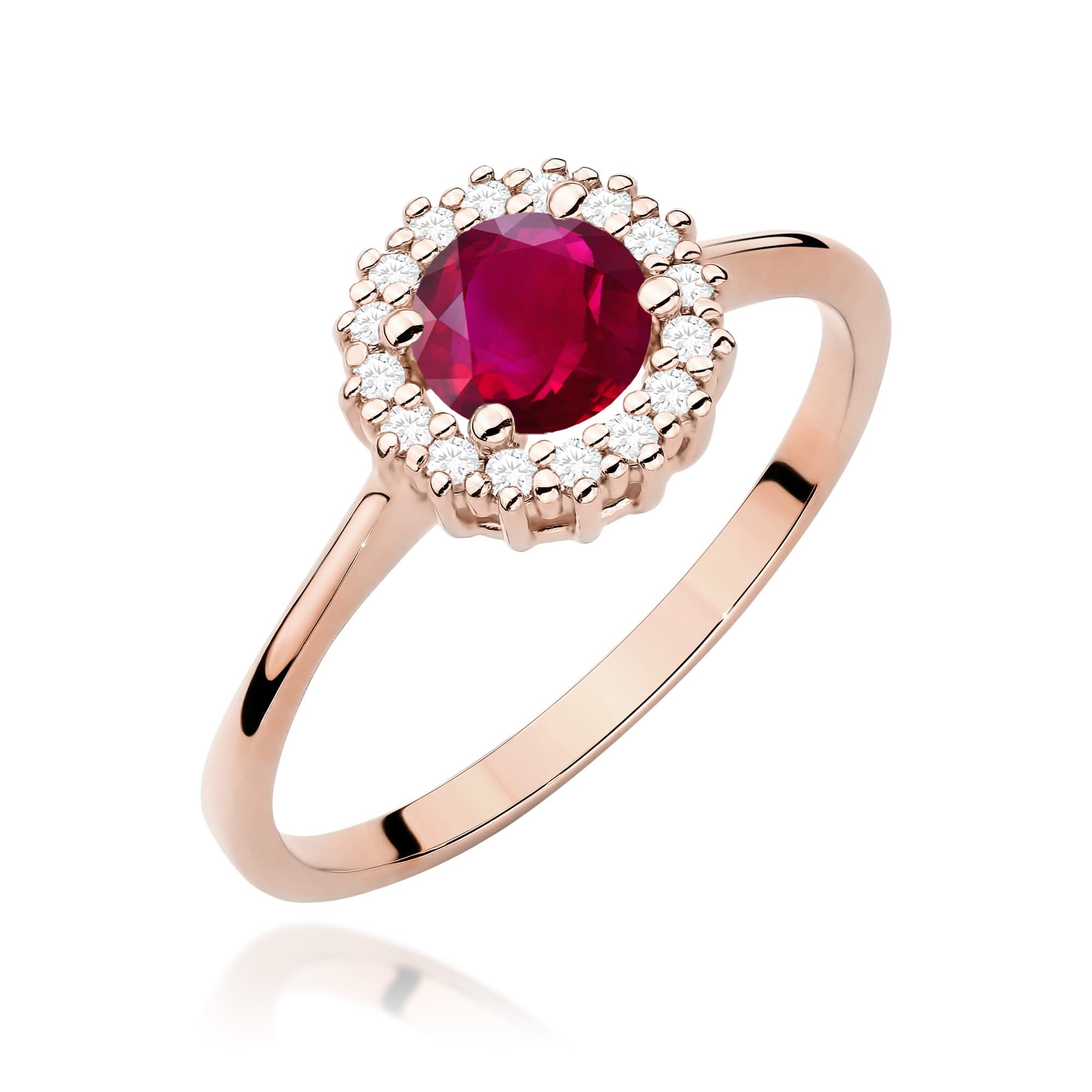 Inel Aur 14K cu Rubin 0.60 ct si Diamante Naturale 0.14 ct