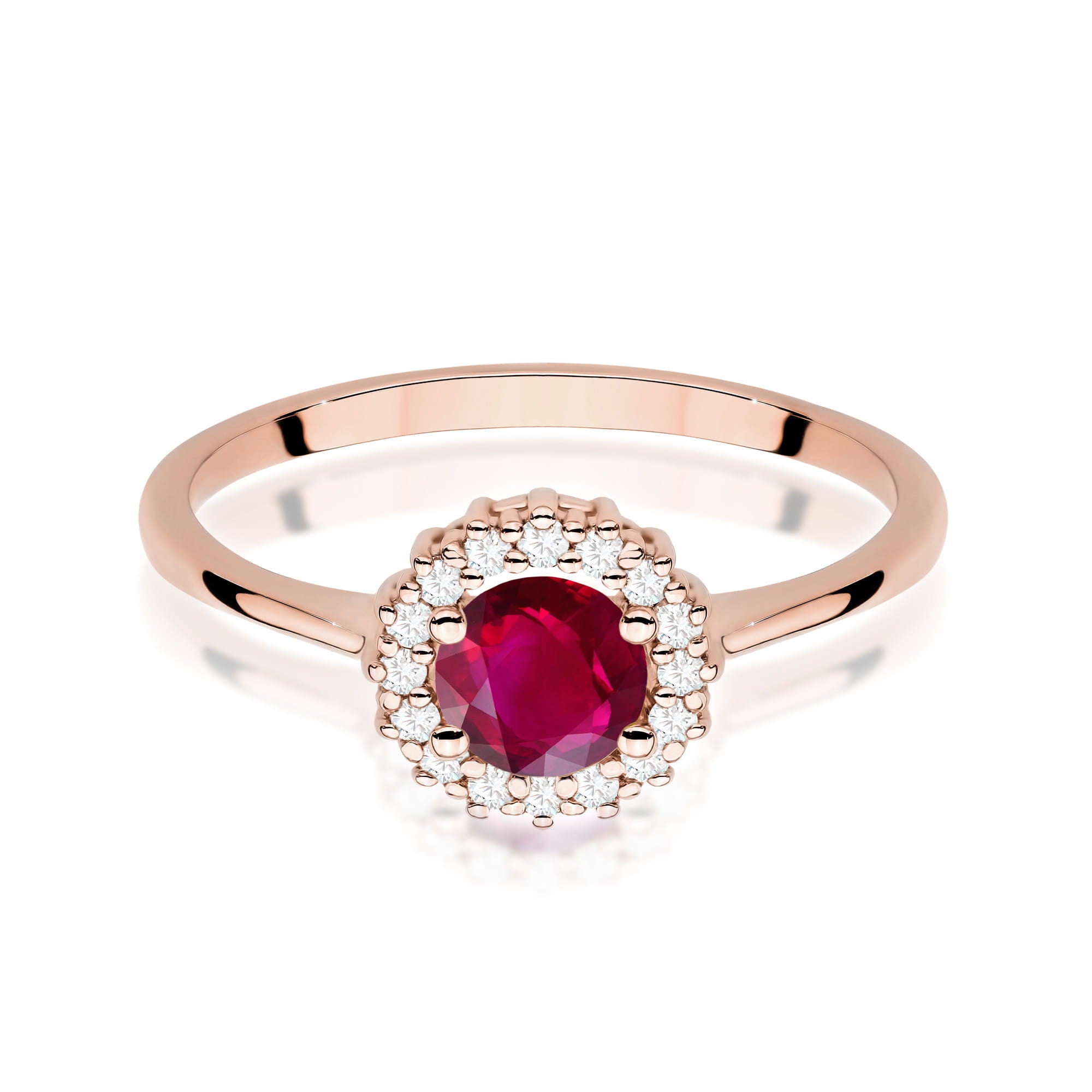 Inel Aur 14K cu Rubin 0.60 ct si Diamante Naturale 0.14 ct