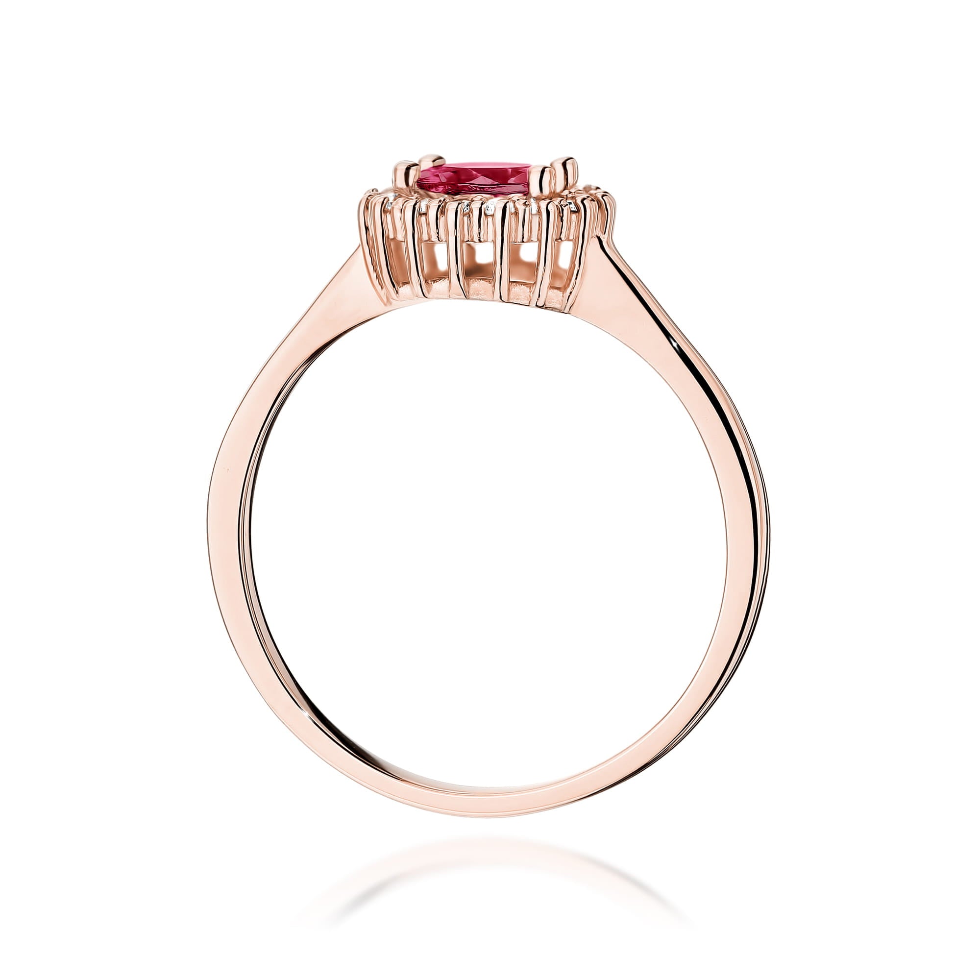Inel Aur 14K cu Rubin 0.60 ct si Diamante Naturale 0.14 ct