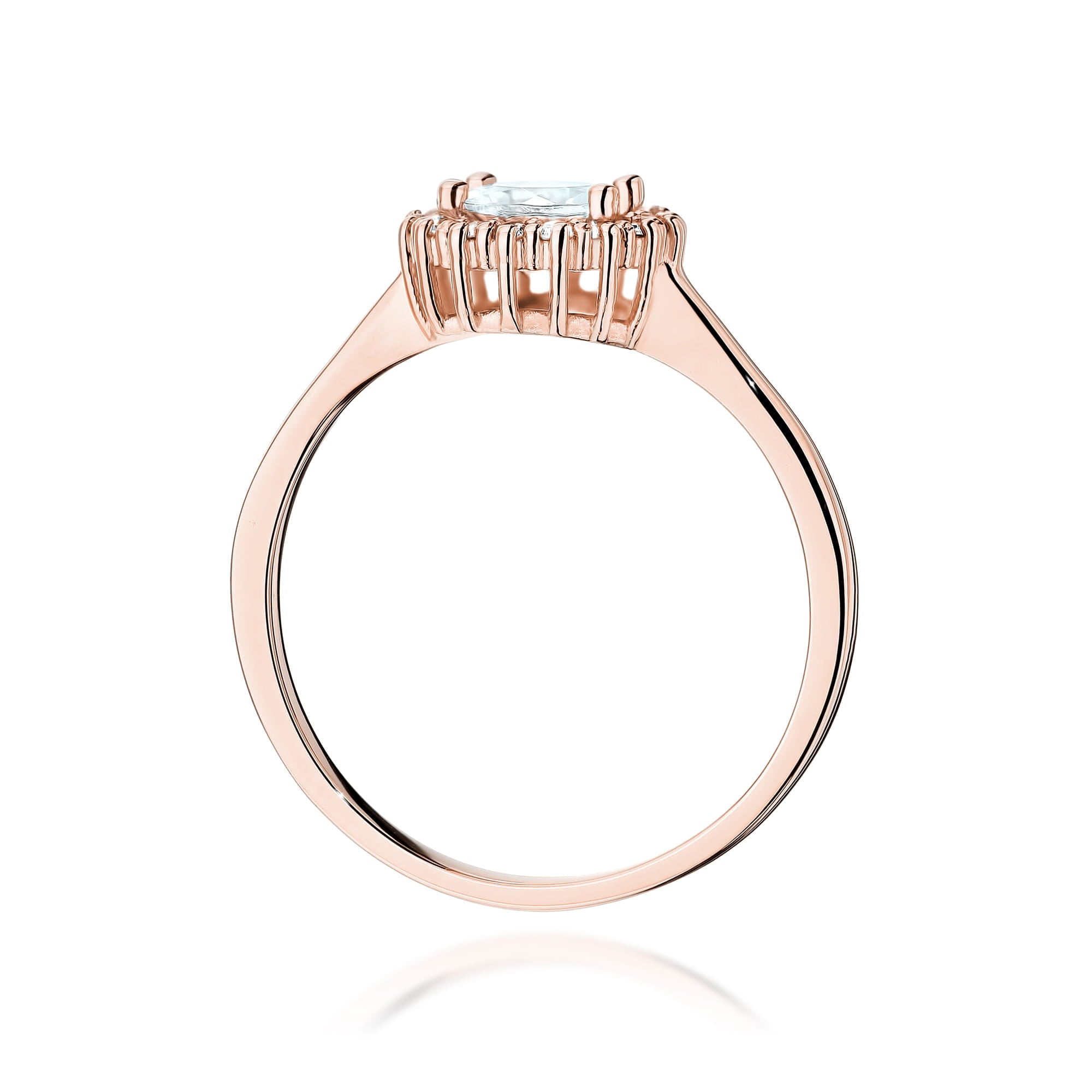 Inel Aur 14K cu Safir Alb 0.60 ct si Diamante Naturale 0.14 ct