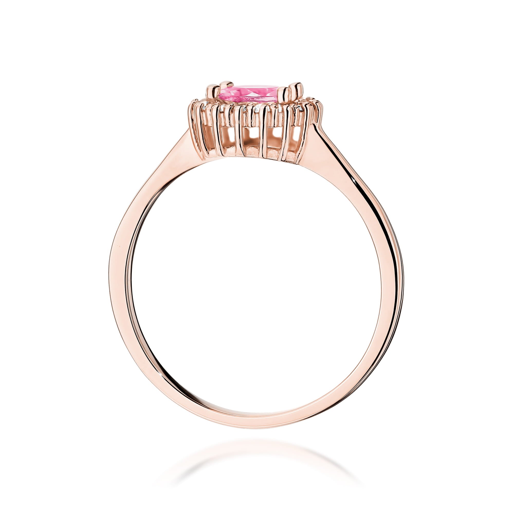 Inel Aur 14K cu Topaz Roz 0.60 ct si Diamante Naturale 0.14 ct