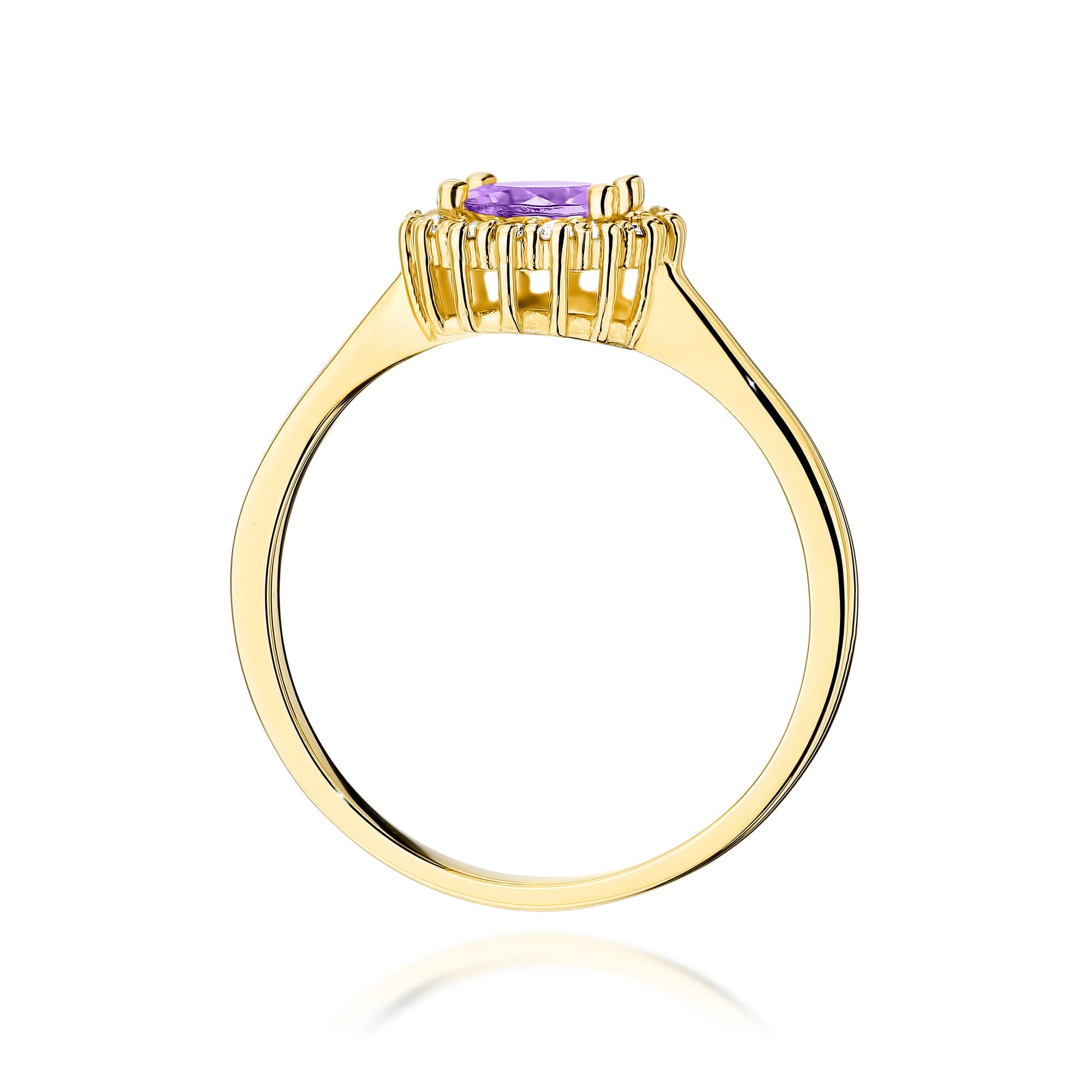Inel Aur 14K cu Ametist 0.50 ct si Diamante Naturale 0.14 ct