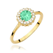 Inel Aur 14K cu Smarald 0.50 ct si Diamante Naturale 0.14 ct