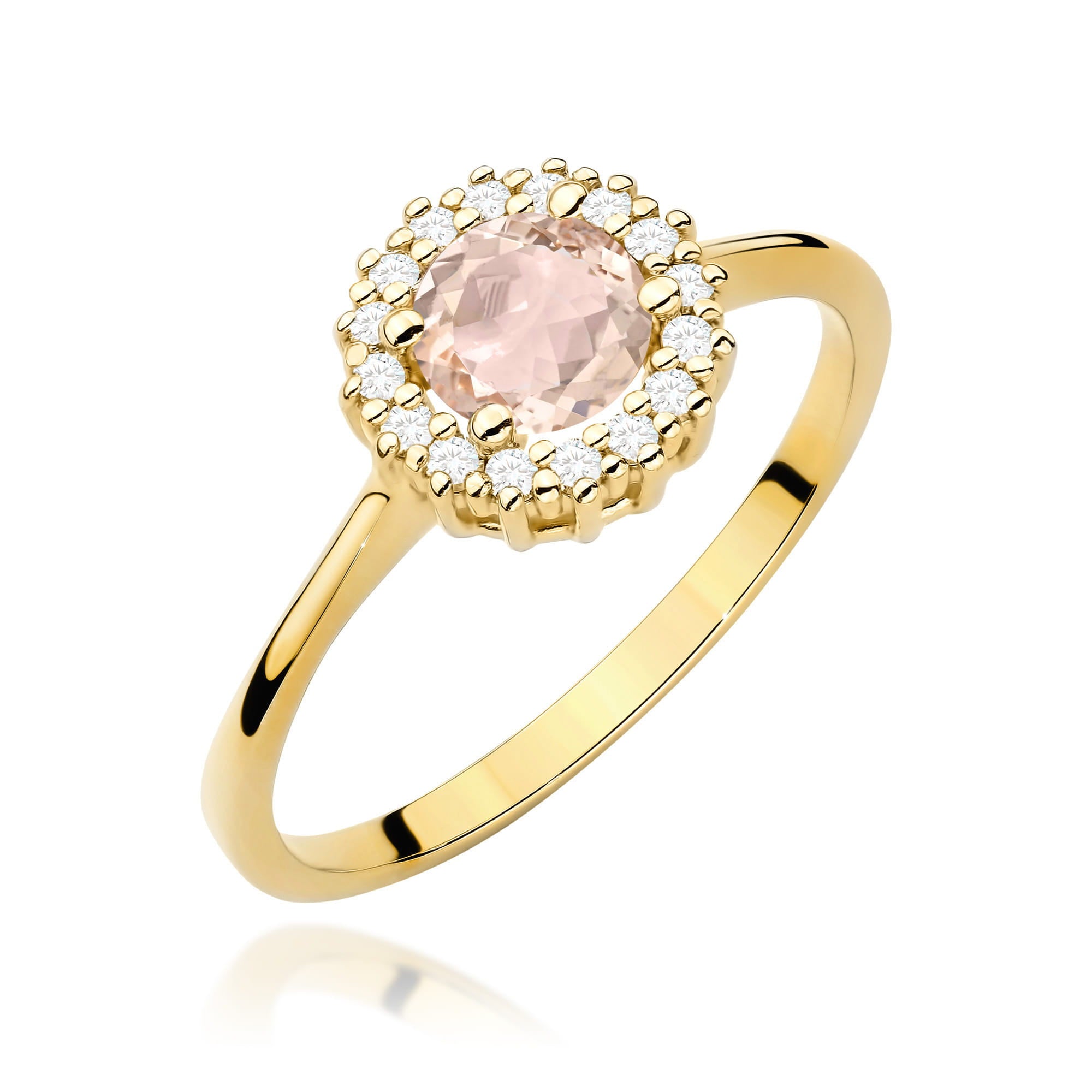 Inel Aur 14K cu Morganit 0.40 ct si Diamante Naturale 0.14 ct