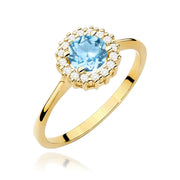 Inel Aur 14K cu Topaz Swiss 0.50 ct si Diamante Naturale 0.14 ct
