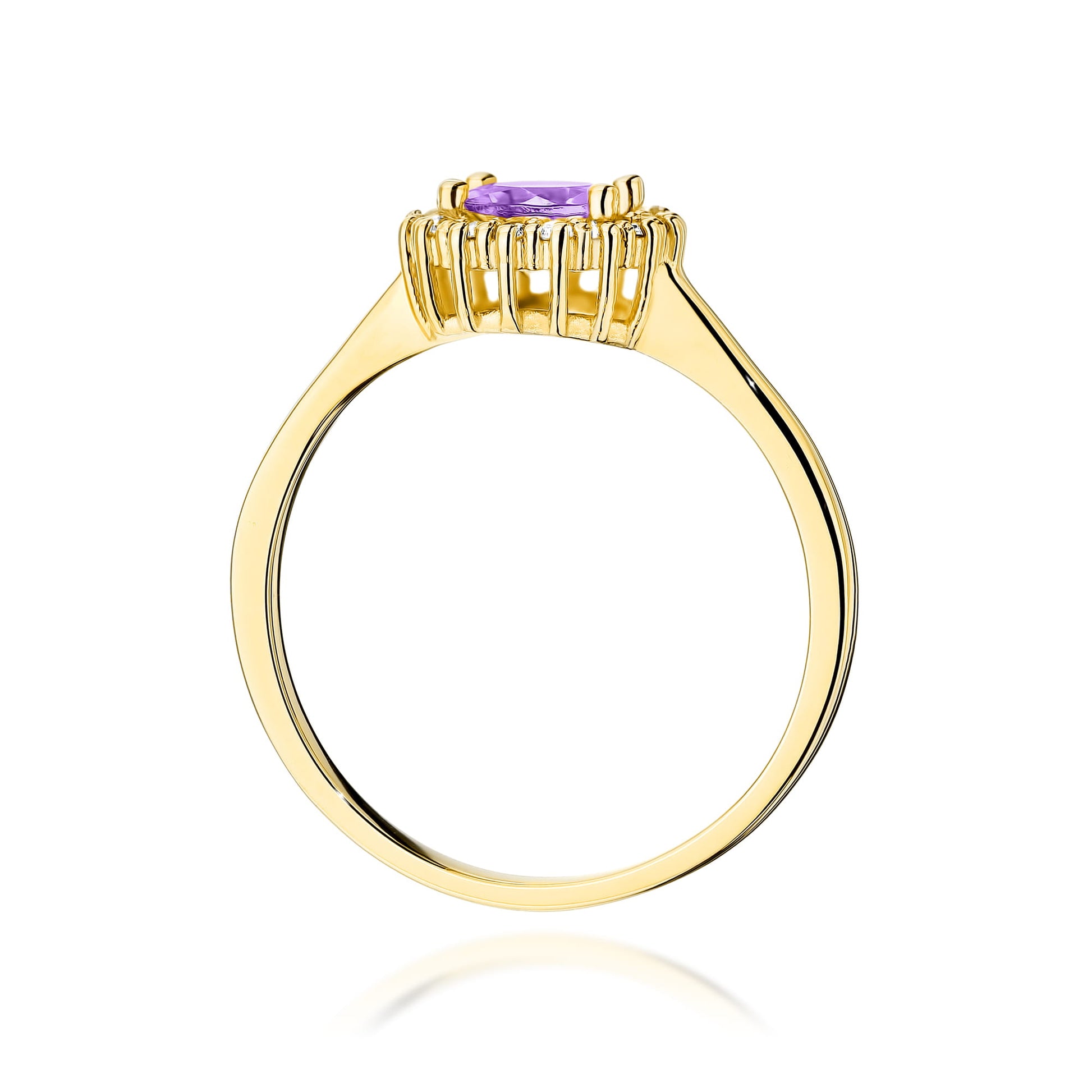 Inel Aur 9K cu Ametist 0.50 ct si Diamante Naturale 0.14 ct
