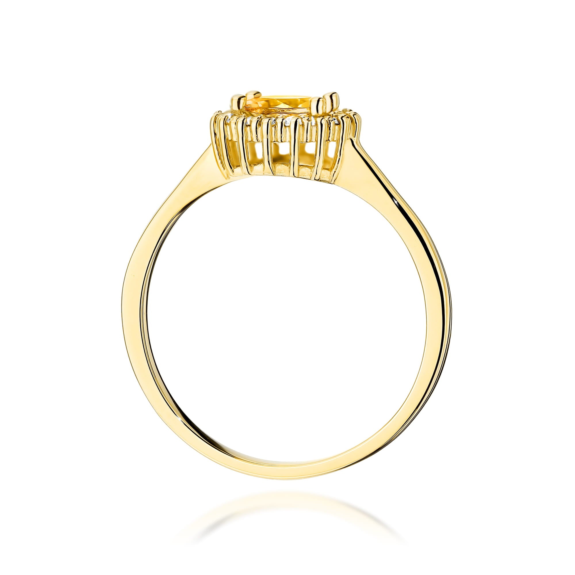 Inel Aur 9K cu Citrin 0.50 ct si Diamante Naturale 0.14 ct