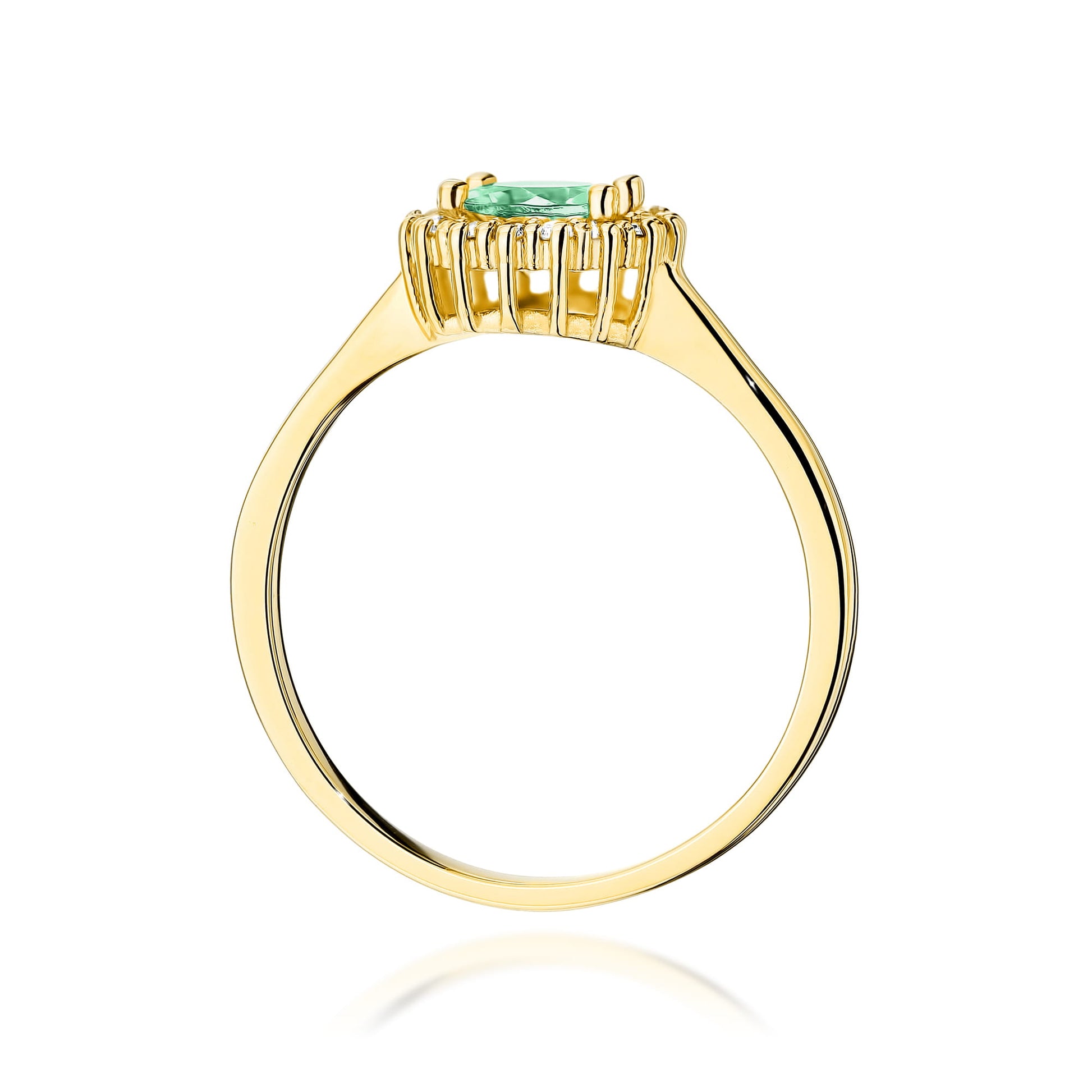 Inel Aur 9K cu Smarald 0.50 ct si Diamante Naturale 0.14 ct