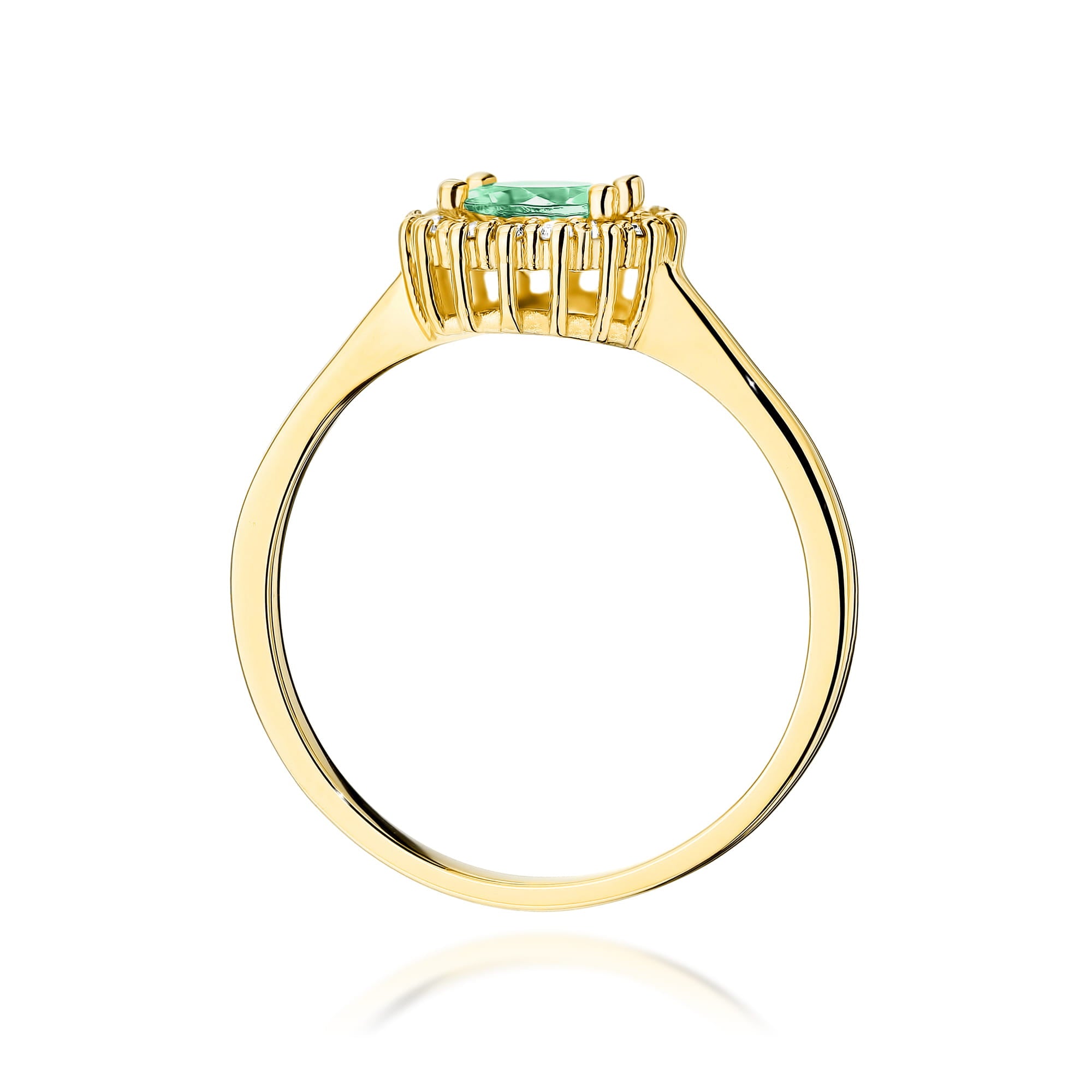 Inel Aur 9K cu Smarald 0.50 ct si Diamante Naturale 0.14 ct