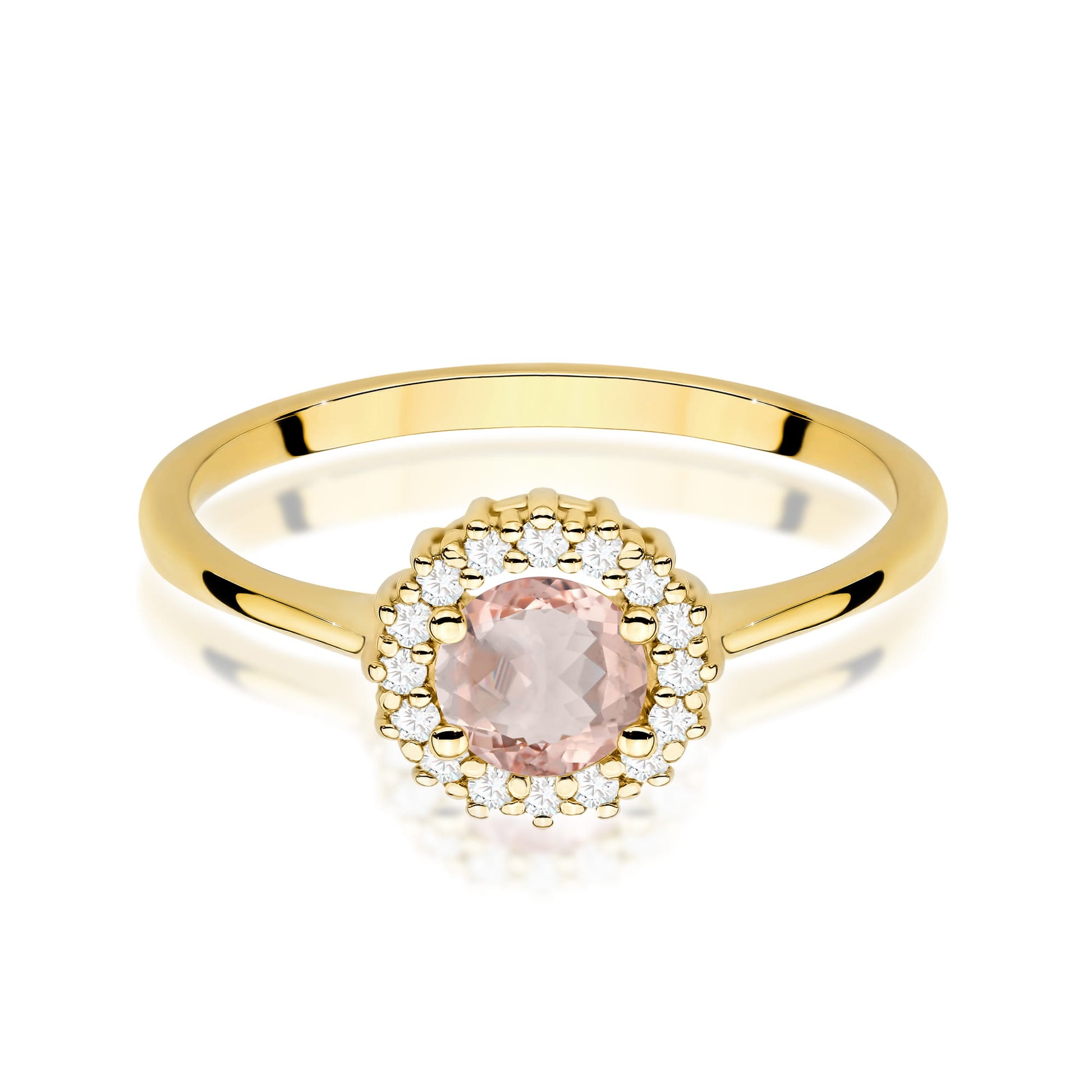 Inel Aur 9K cu Morganit 0.40 ct si Diamante Naturale 0.14 ct