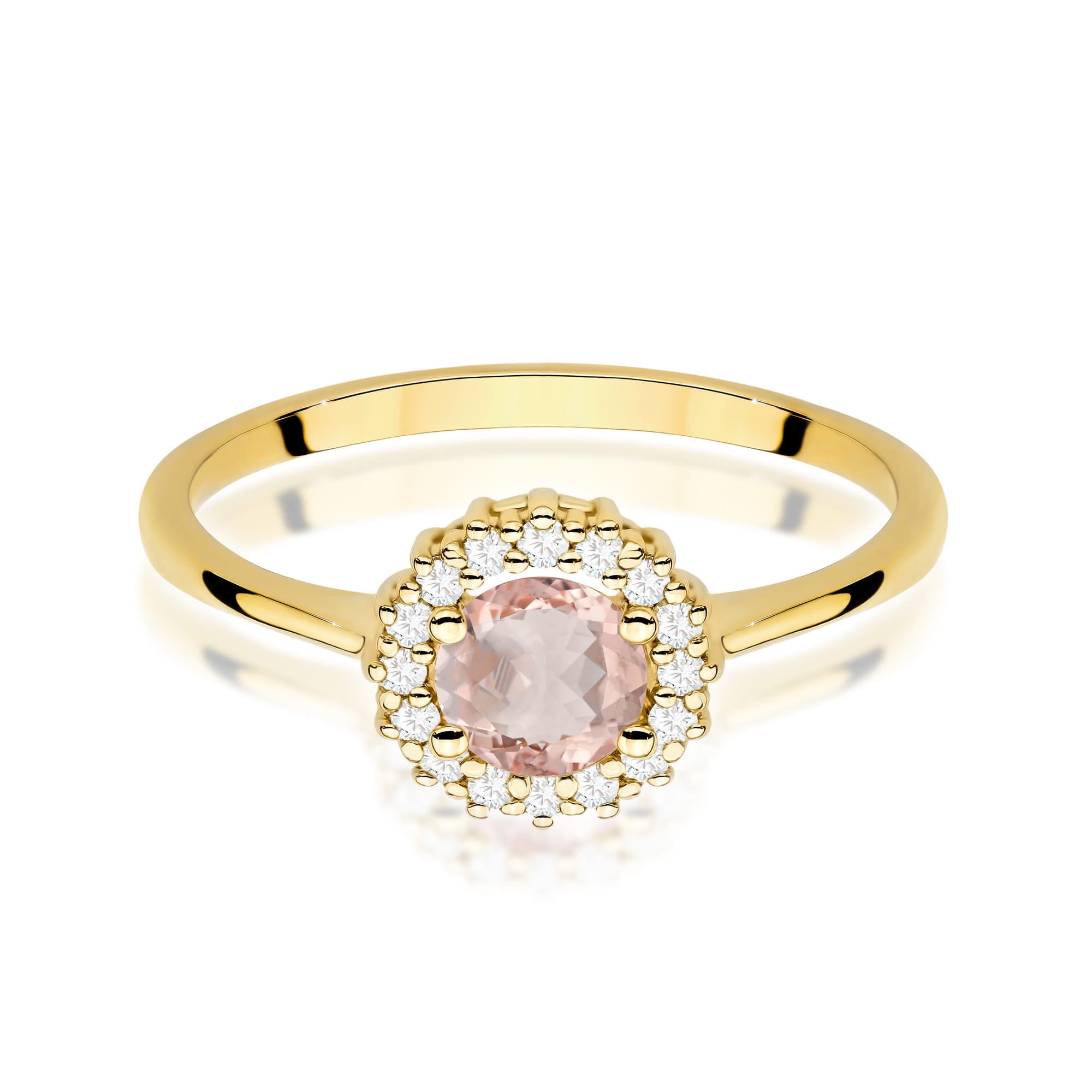 Inel Aur 9K cu Morganit 0.40 ct si Diamante Naturale 0.14 ct