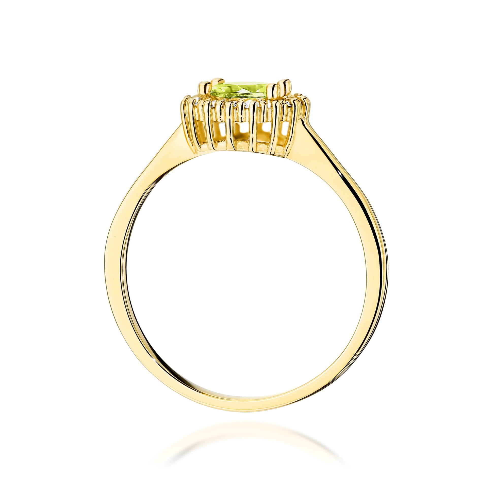 Inel Aur 9K cu Peridot 0.60 ct si Diamante Naturale 0.14 ct