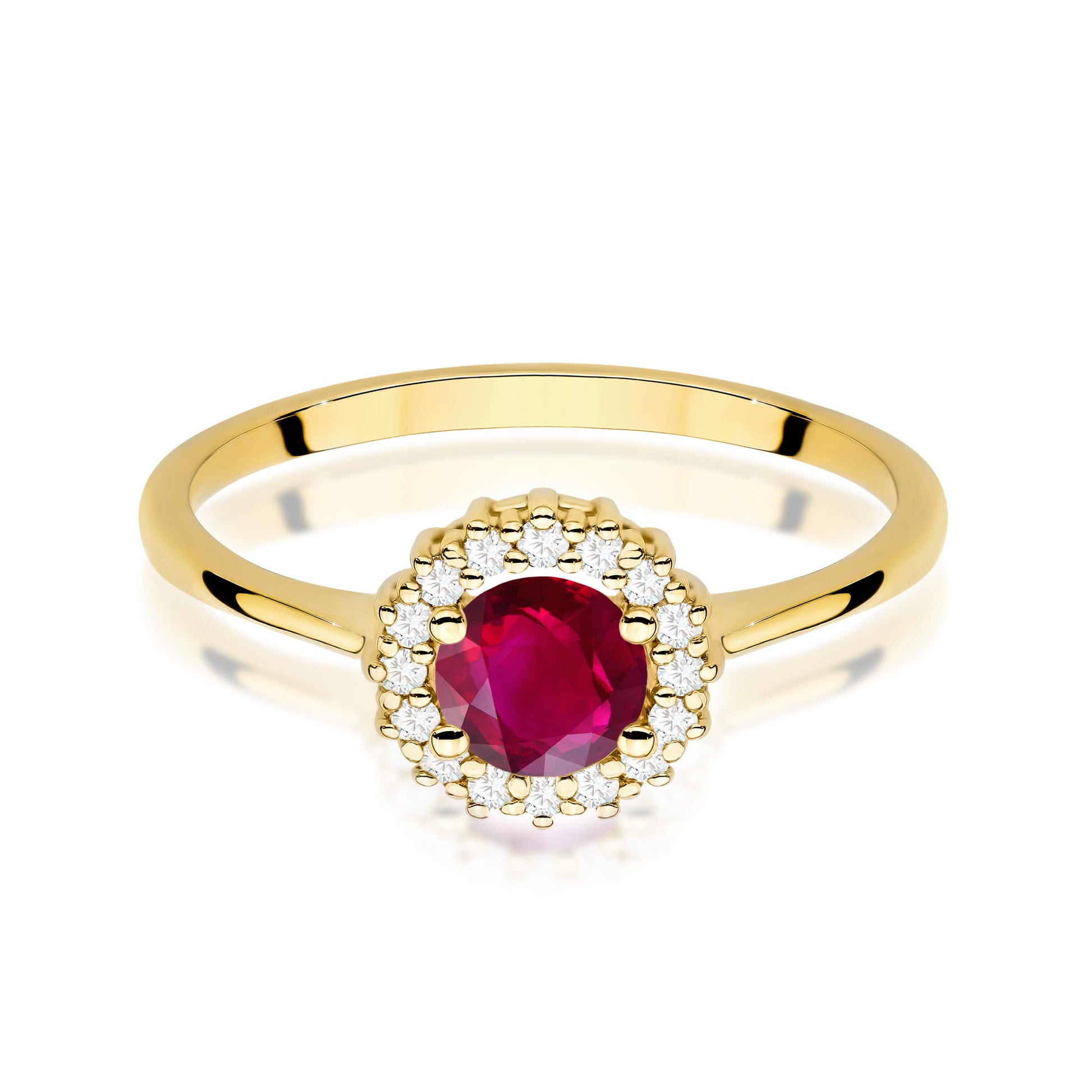 Inel Aur 9K cu Rubin 0.60 ct si Diamante Naturale 0.14 ct