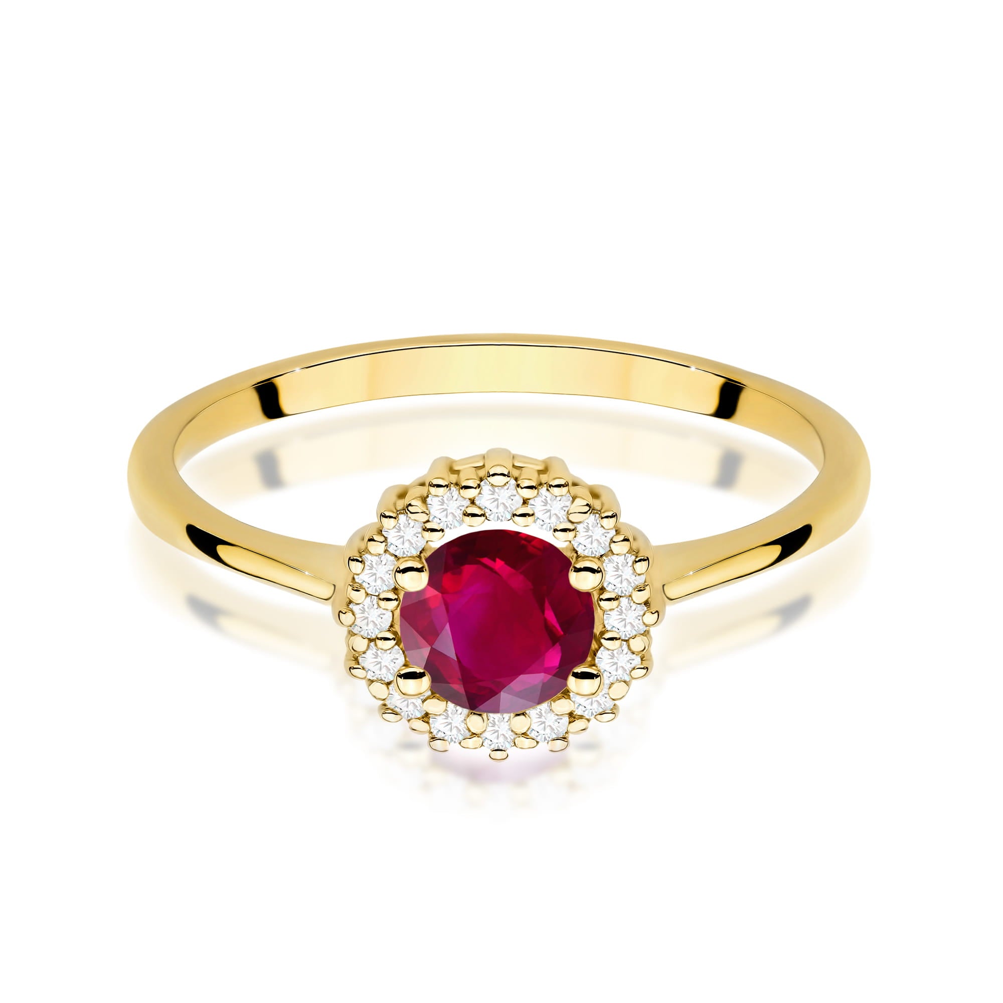 Inel Aur 9K cu Rubin 0.60 ct si Diamante Naturale 0.14 ct